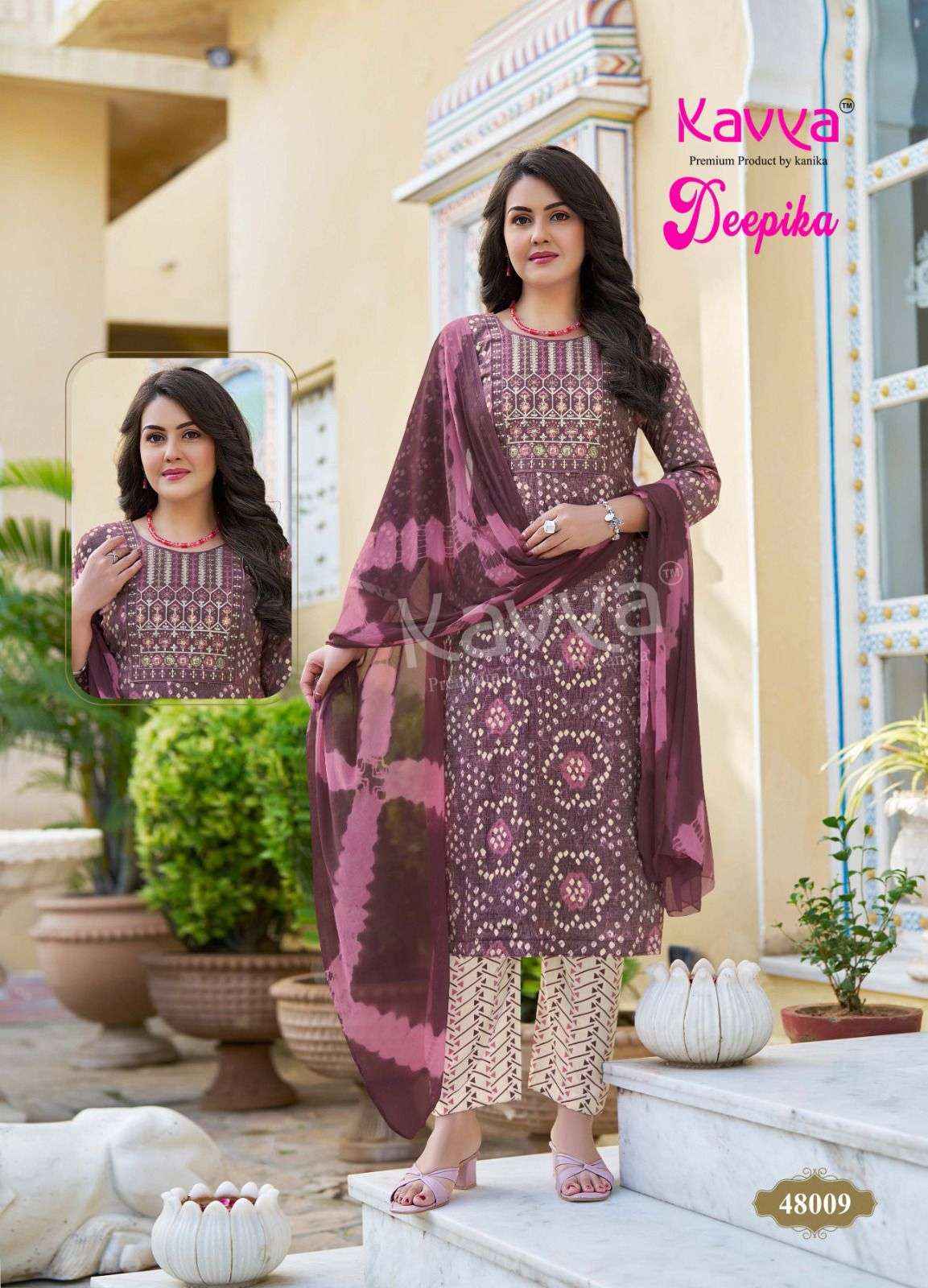 KAVYA DEEPIKA VOL 48 STRAIGHT CUT LADIES KURTI BOTTOM AND DUPATTA SET ( 10 PCS CATALOG )
