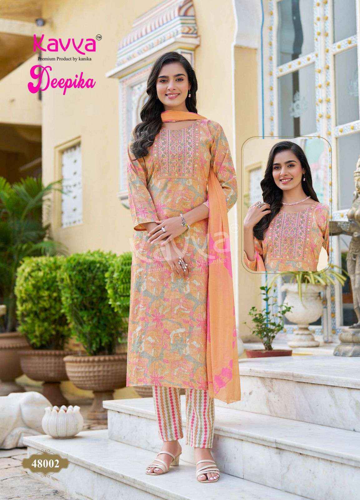 KAVYA DEEPIKA VOL 48 STRAIGHT CUT LADIES KURTI BOTTOM AND DUPATTA SET ( 10 PCS CATALOG )