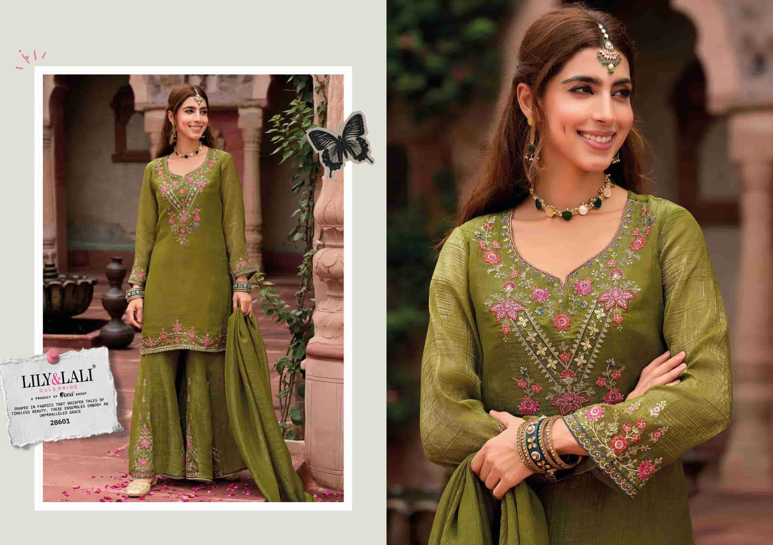 Lily And Lali Lashkara Festive Wear Divider Palazzo Designer Suit Wholesale Rate ( 4 Pcs catalog )
