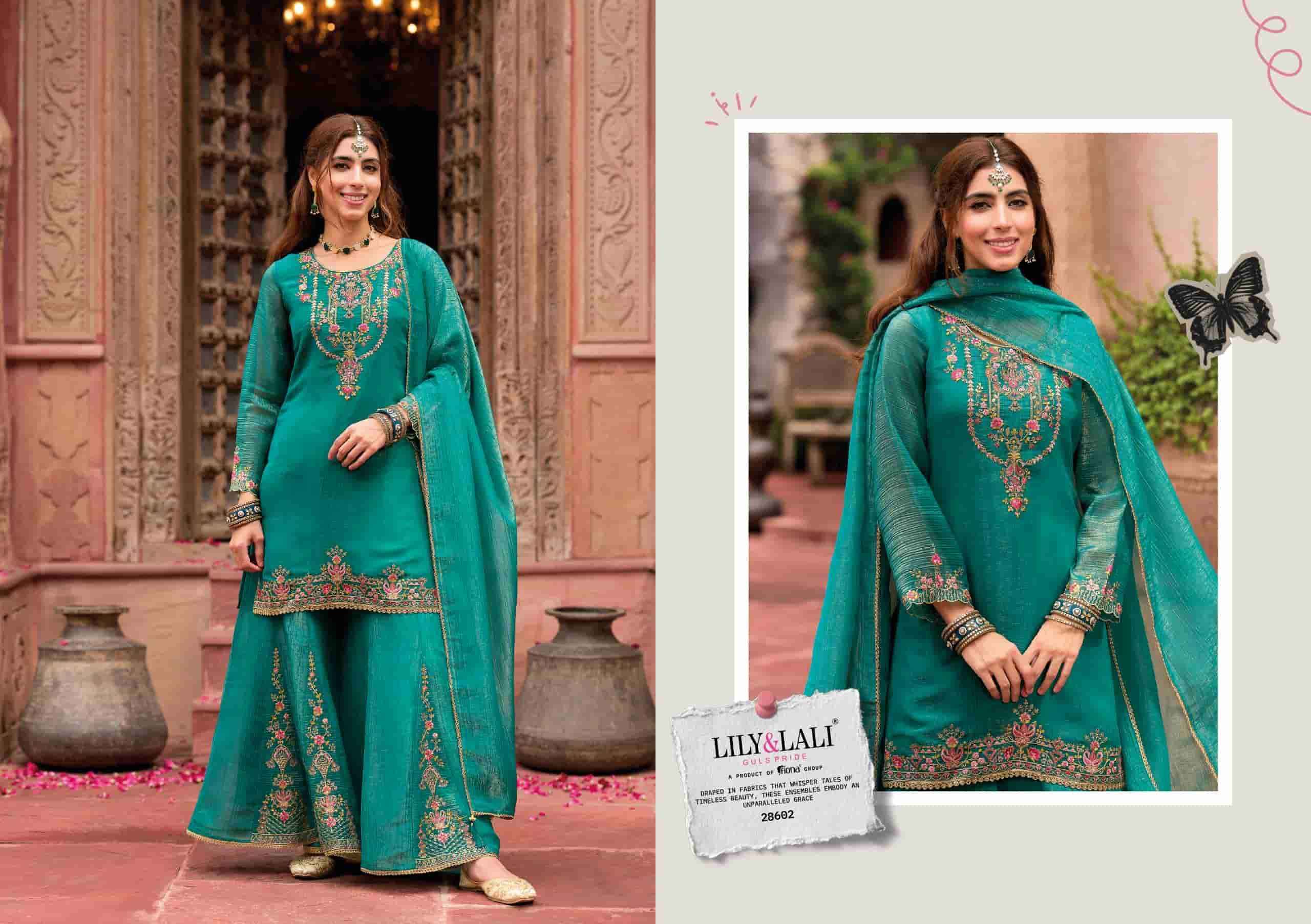 Lily And Lali Lashkara Festive Wear Divider Palazzo Designer Suit Wholesale Rate ( 4 Pcs catalog )