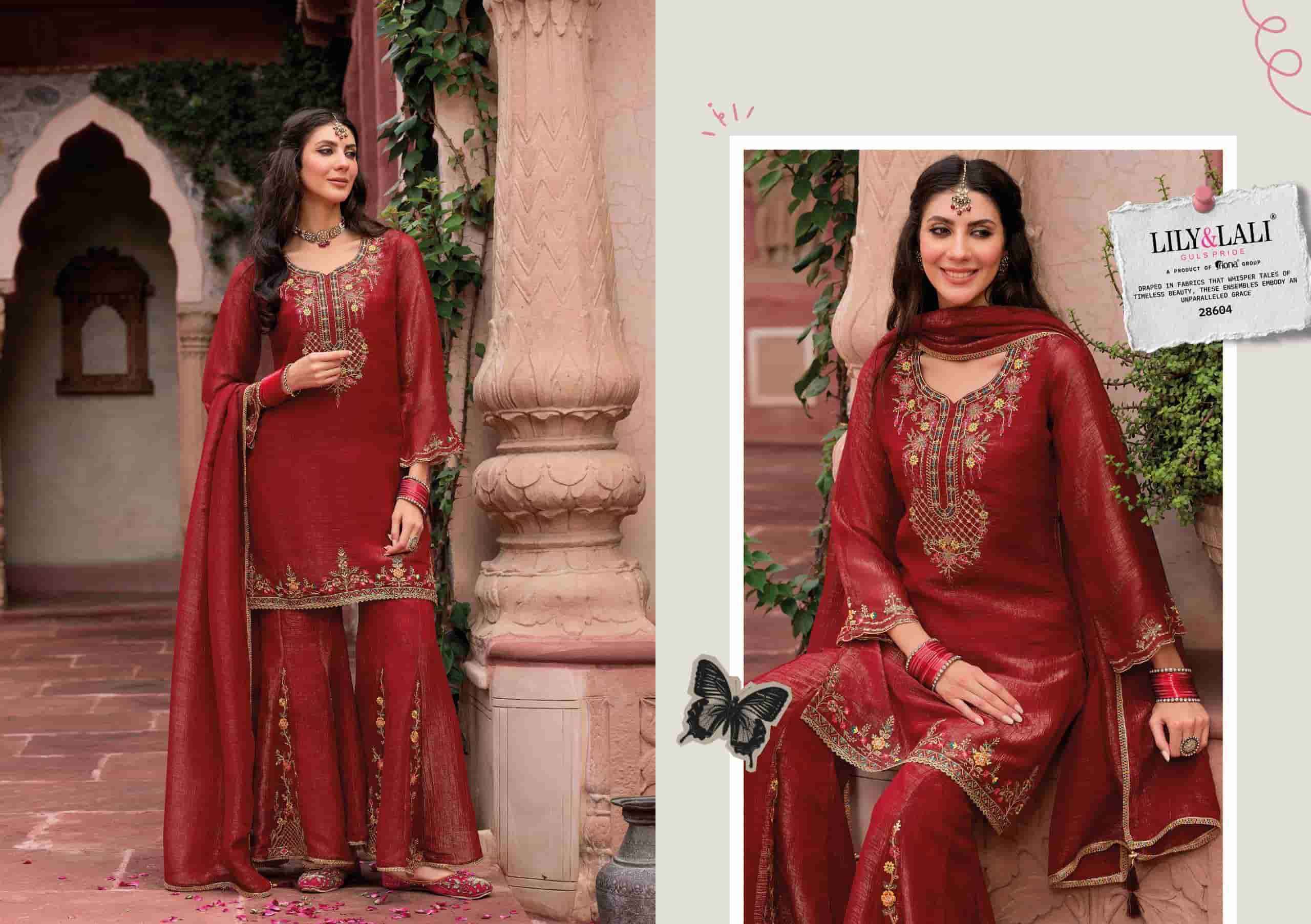 Lily And Lali Lashkara Festive Wear Divider Palazzo Designer Suit Wholesale Rate ( 4 Pcs catalog )