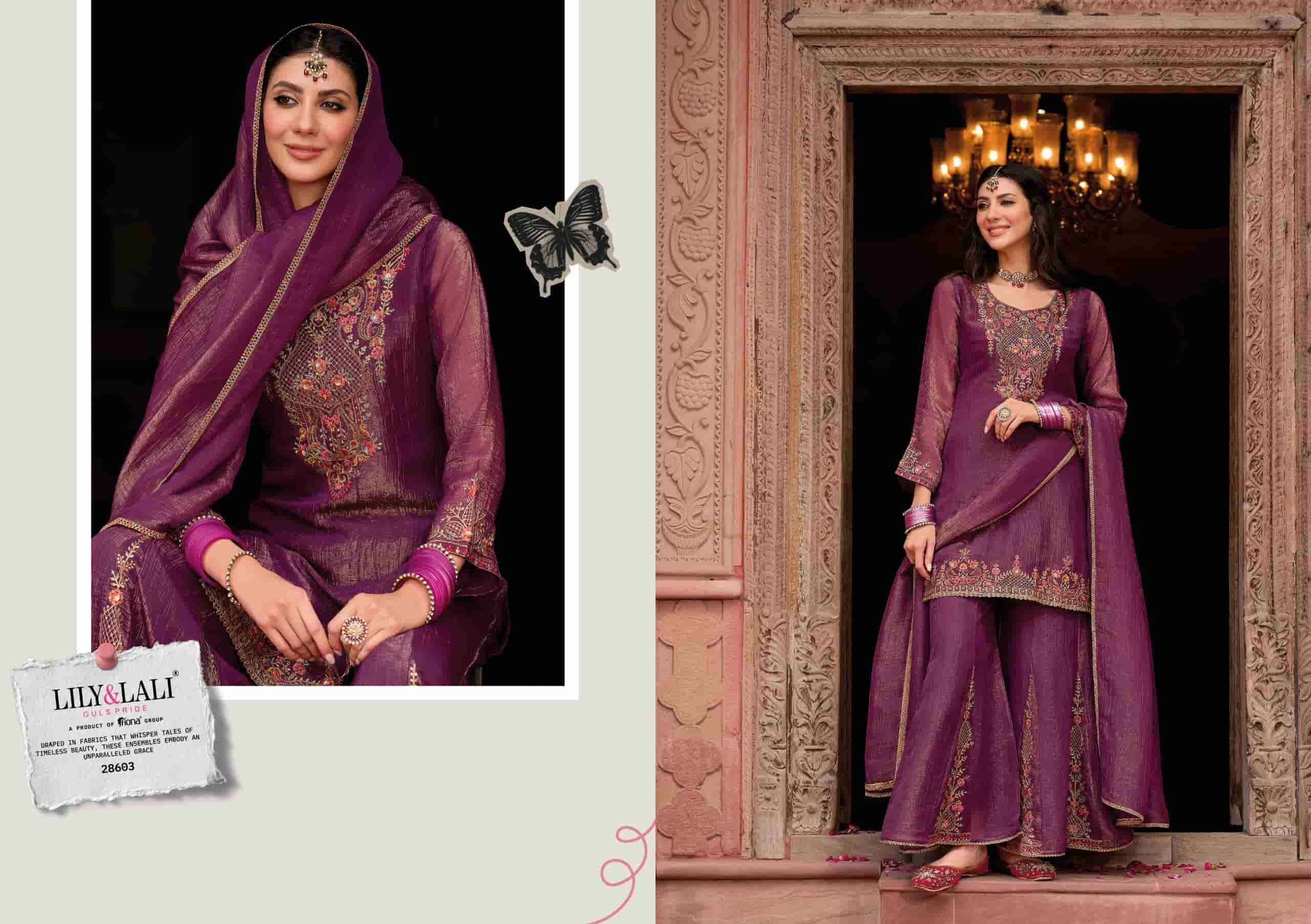 Lily And Lali Lashkara Festive Wear Divider Palazzo Designer Suit Wholesale Rate ( 4 Pcs catalog )
