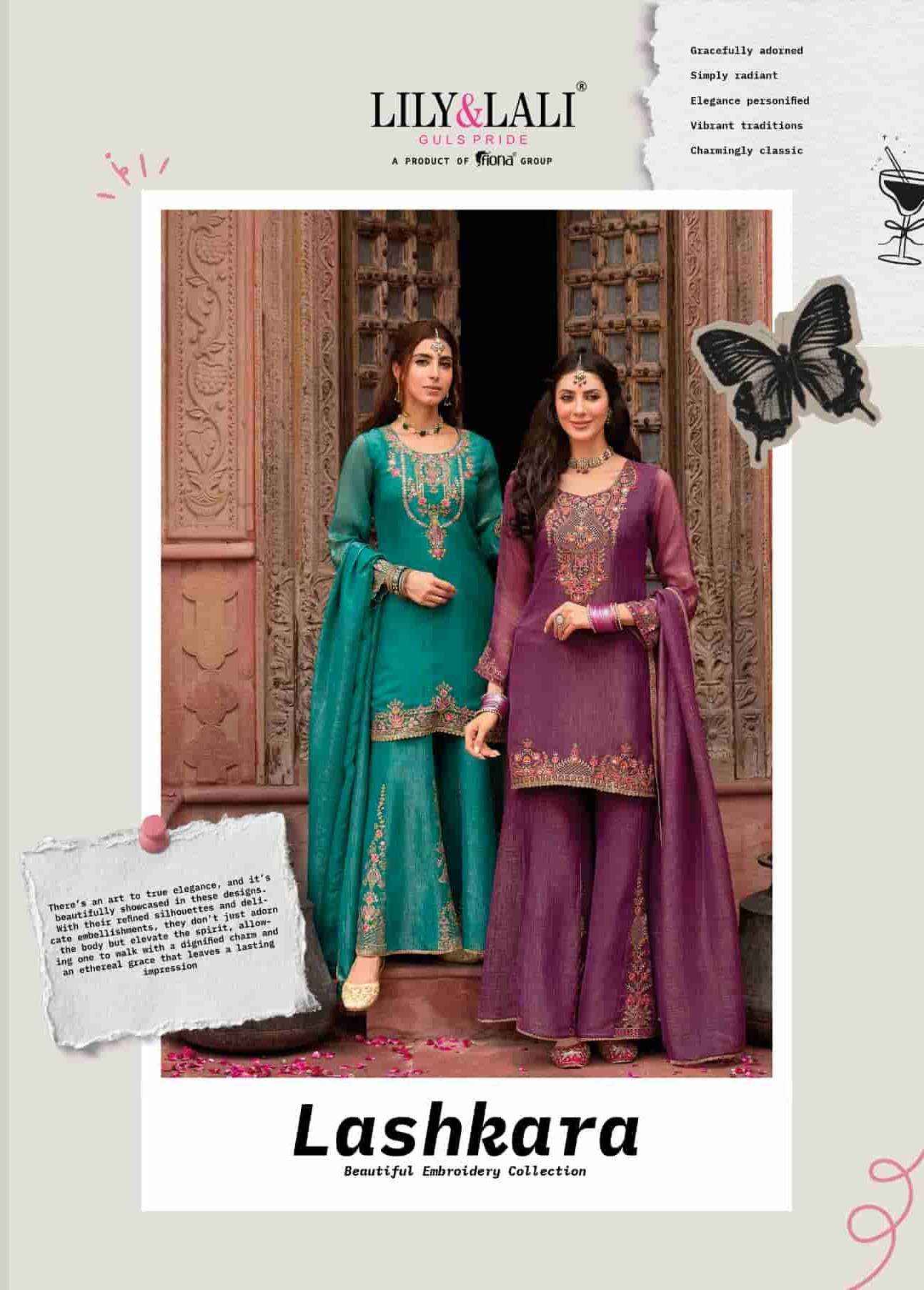Lily And Lali Lashkara Festive Wear Divider Palazzo Designer Suit Wholesale Rate ( 4 Pcs catalog )
