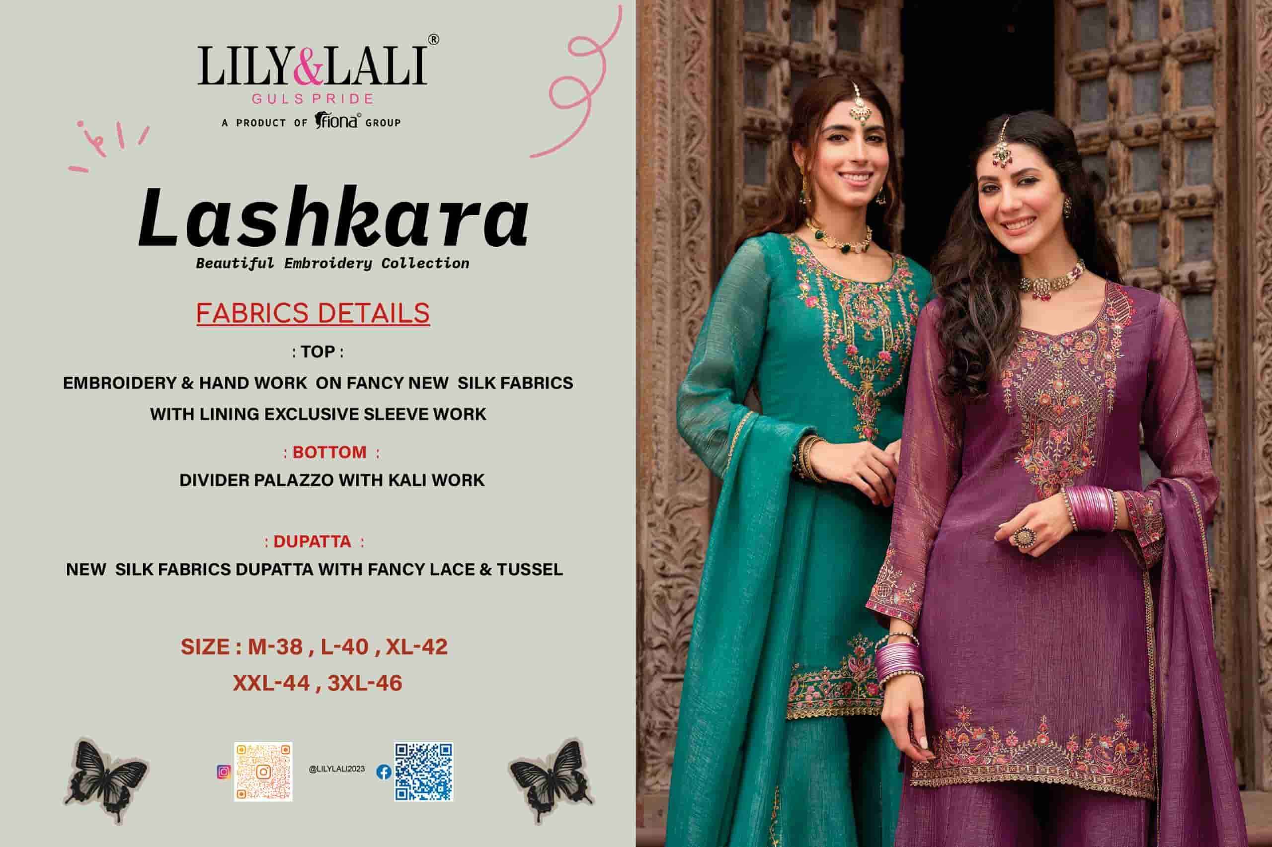 Lily And Lali Lashkara Festive Wear Divider Palazzo Designer Suit Wholesale Rate ( 4 Pcs catalog )