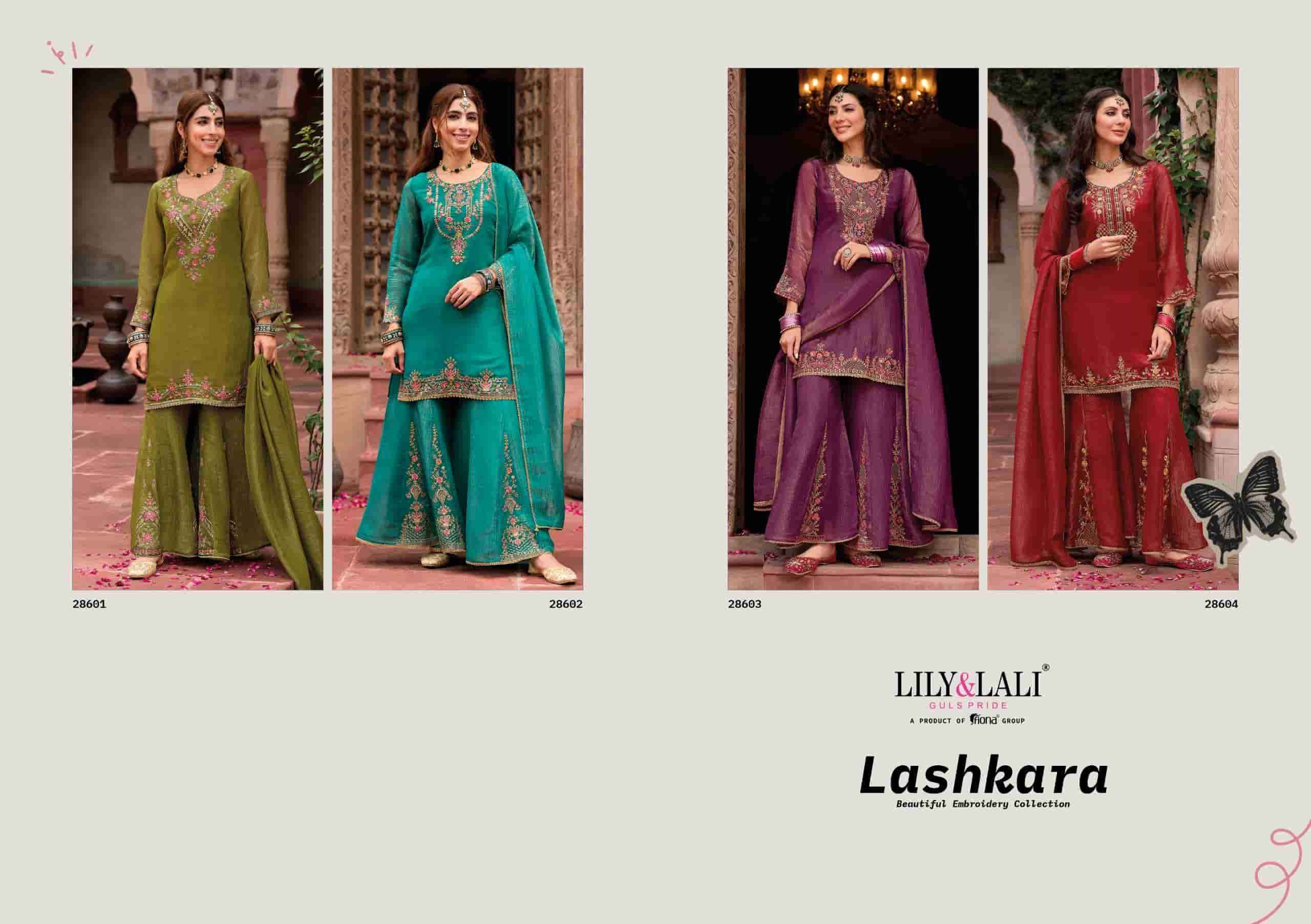 Lily And Lali Lashkara Festive Wear Divider Palazzo Designer Suit Wholesale Rate ( 4 Pcs catalog )