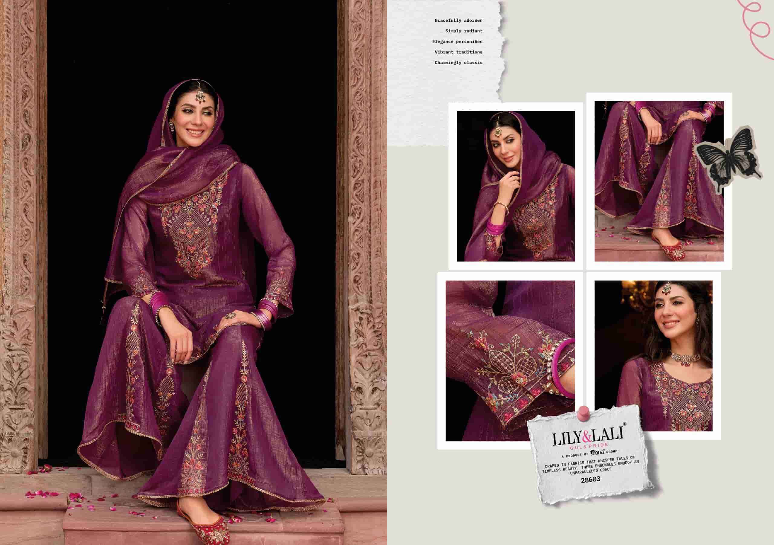 Lily And Lali Lashkara Festive Wear Divider Palazzo Designer Suit Wholesale Rate ( 4 Pcs catalog )