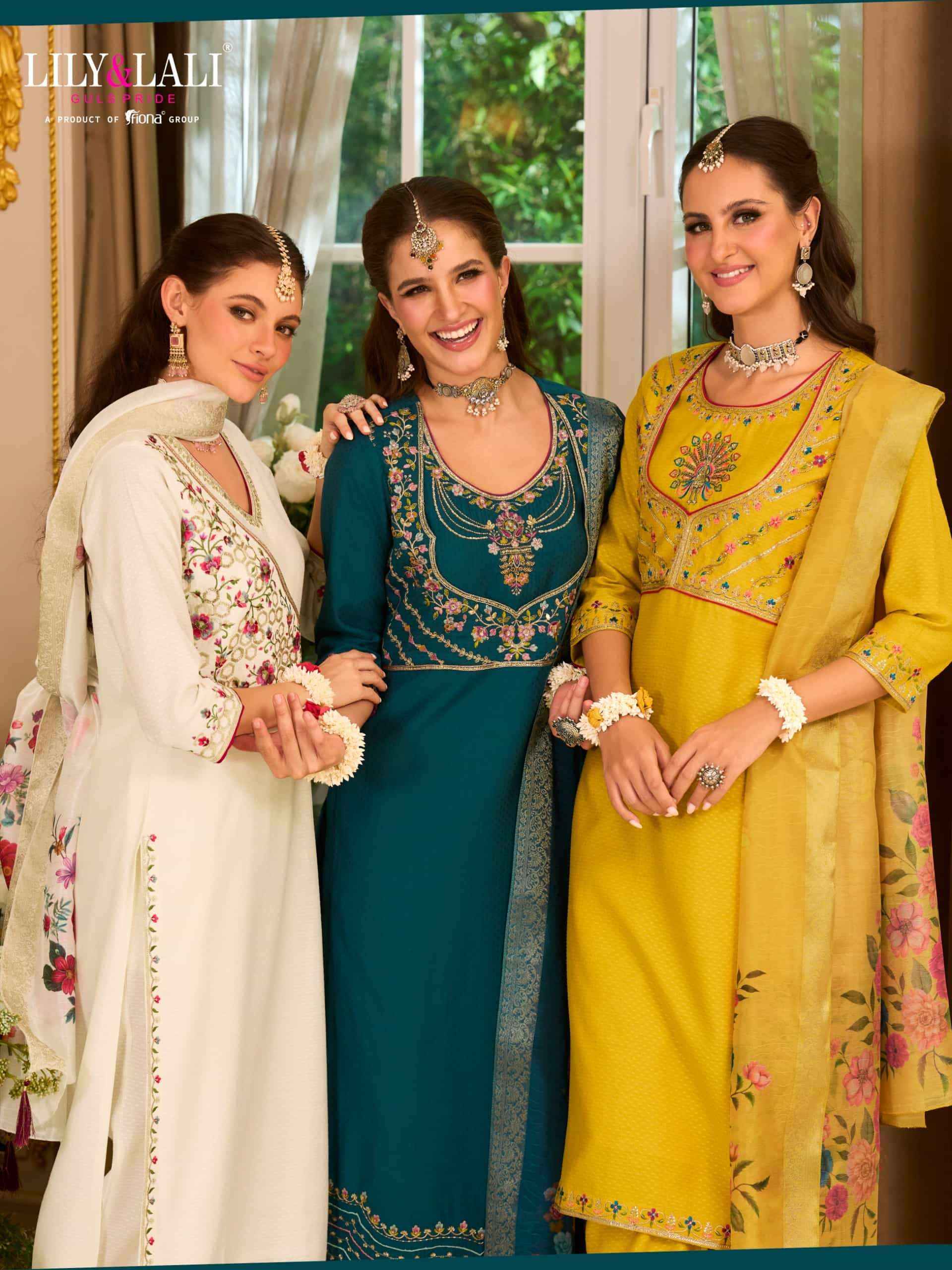 Lily And Lali Phulkari Designer Straight 3 Piece Dress Collection Wholesale Rate ( 4 Pcs Catalog )