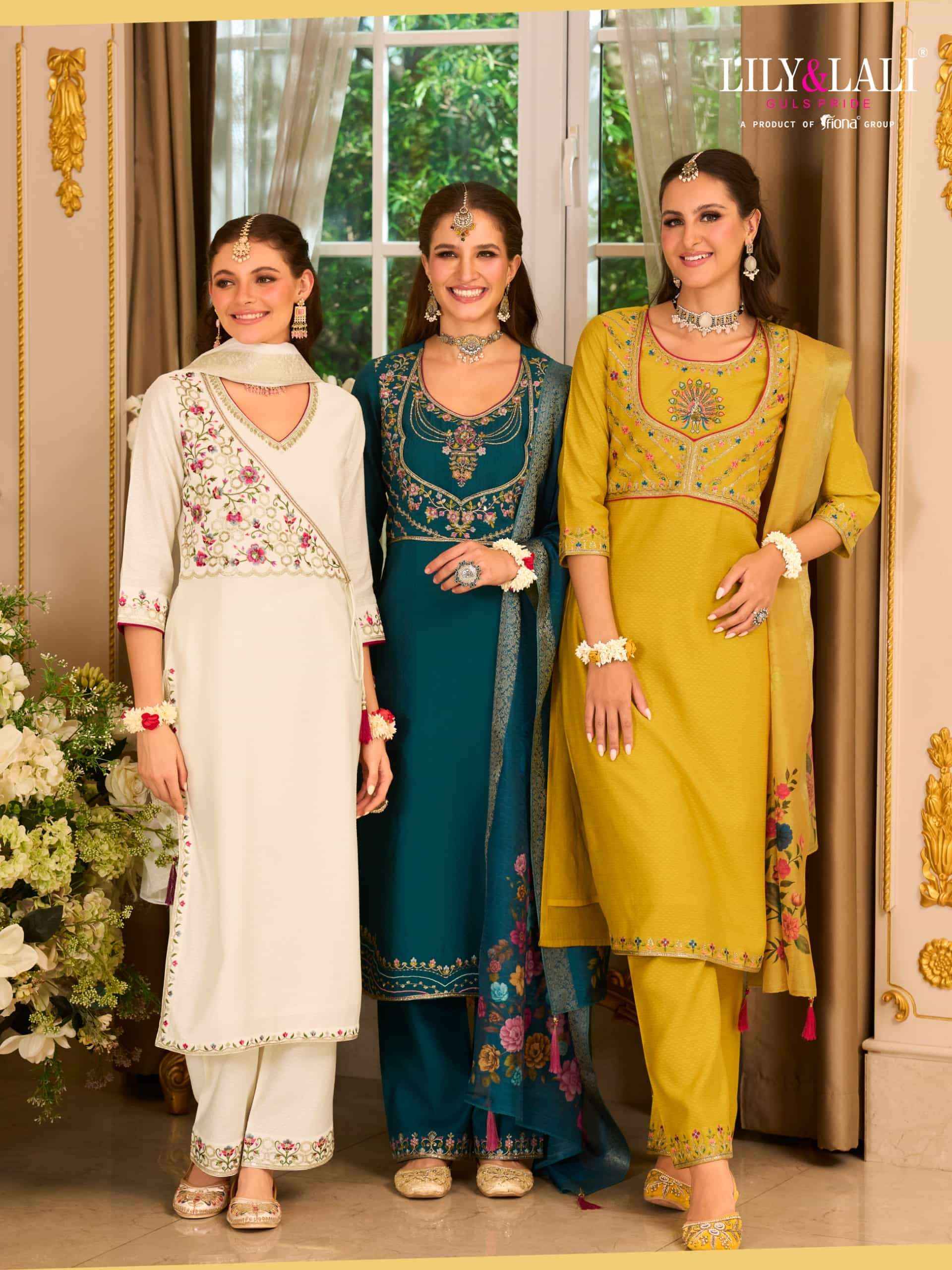 Lily And Lali Phulkari Designer Straight 3 Piece Dress Collection Wholesale Rate ( 4 Pcs Catalog )