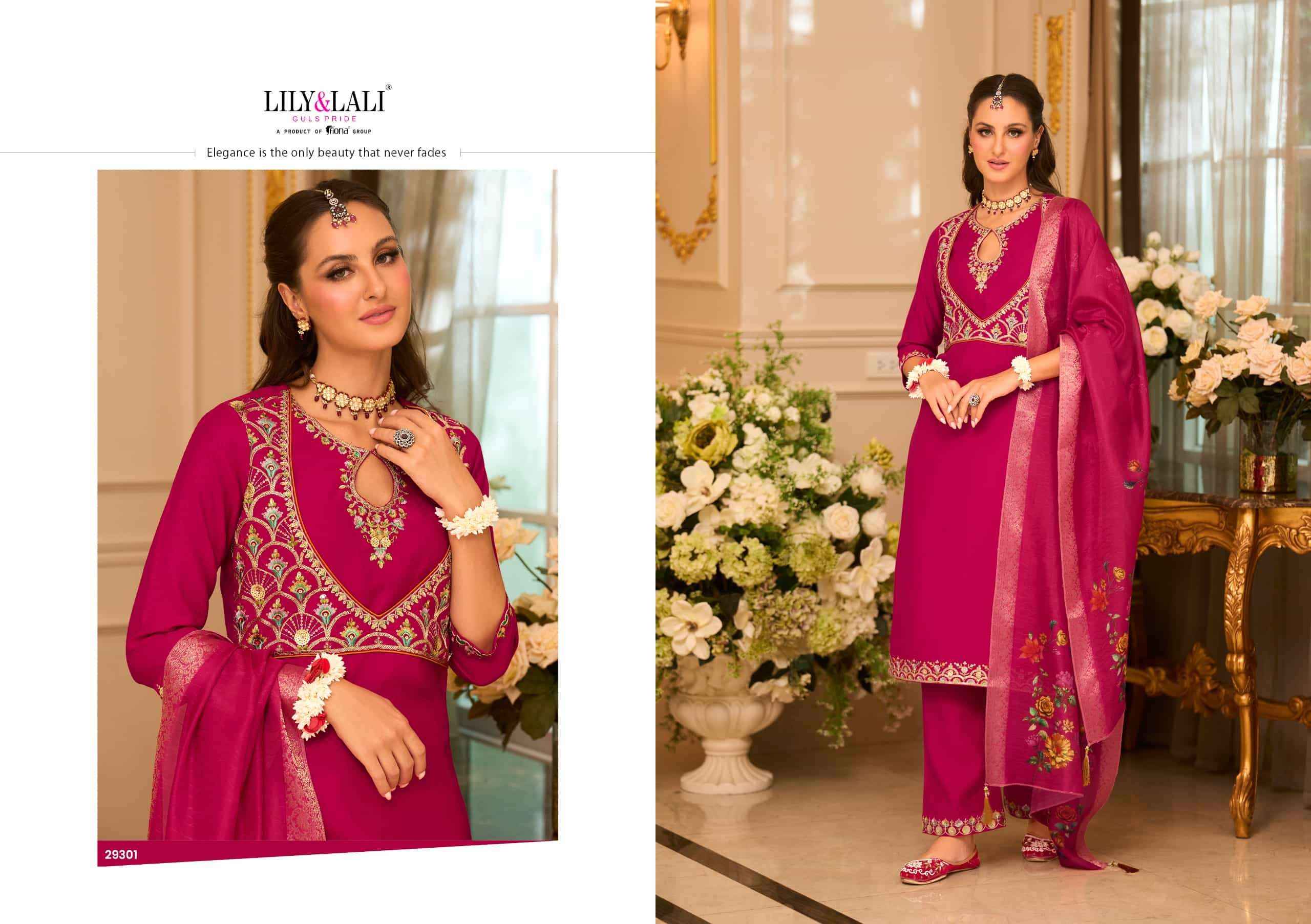 Lily And Lali Phulkari Designer Straight 3 Piece Dress Collection Wholesale Rate ( 4 Pcs Catalog )