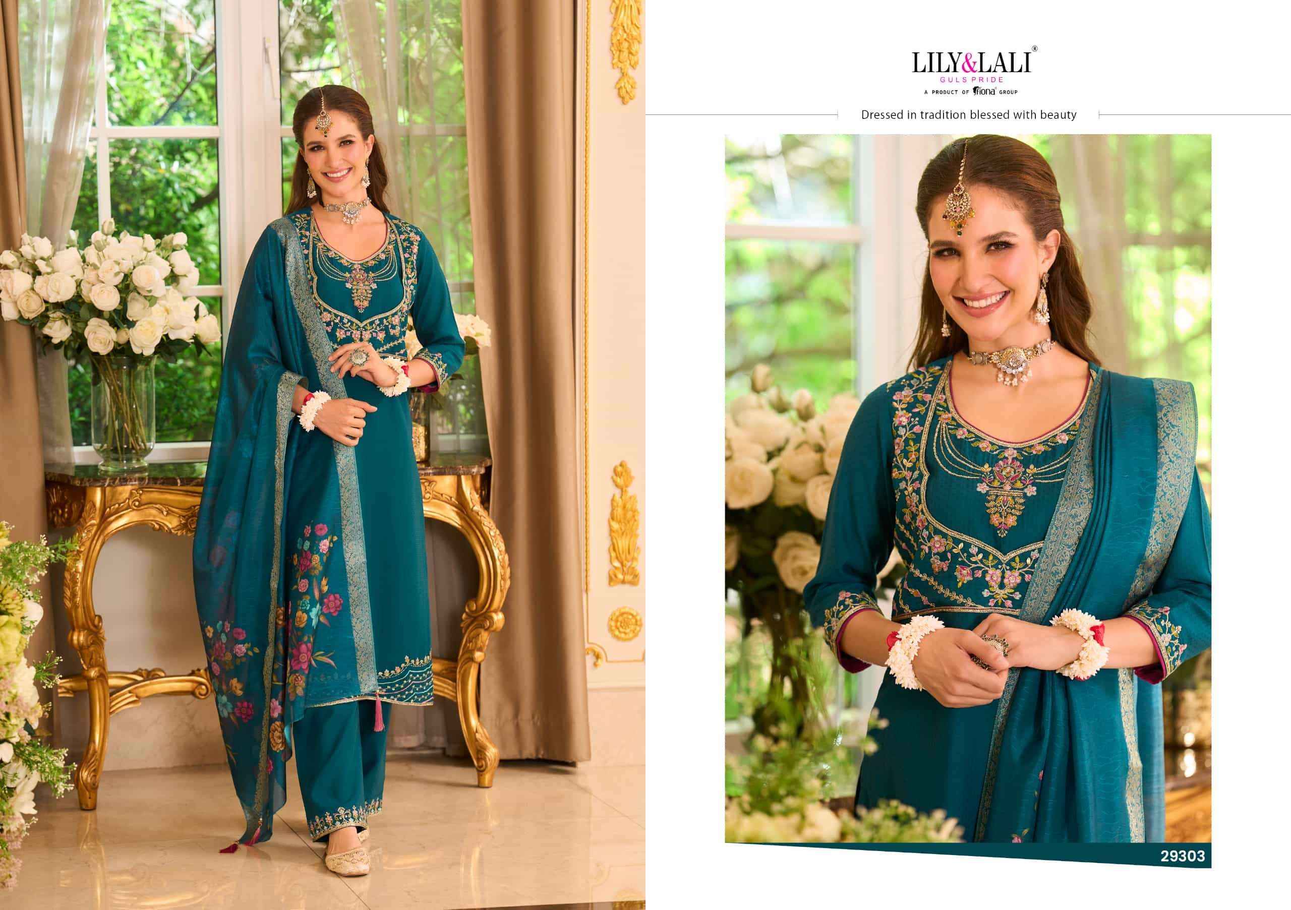 Lily And Lali Phulkari Designer Straight 3 Piece Dress Collection Wholesale Rate ( 4 Pcs Catalog )