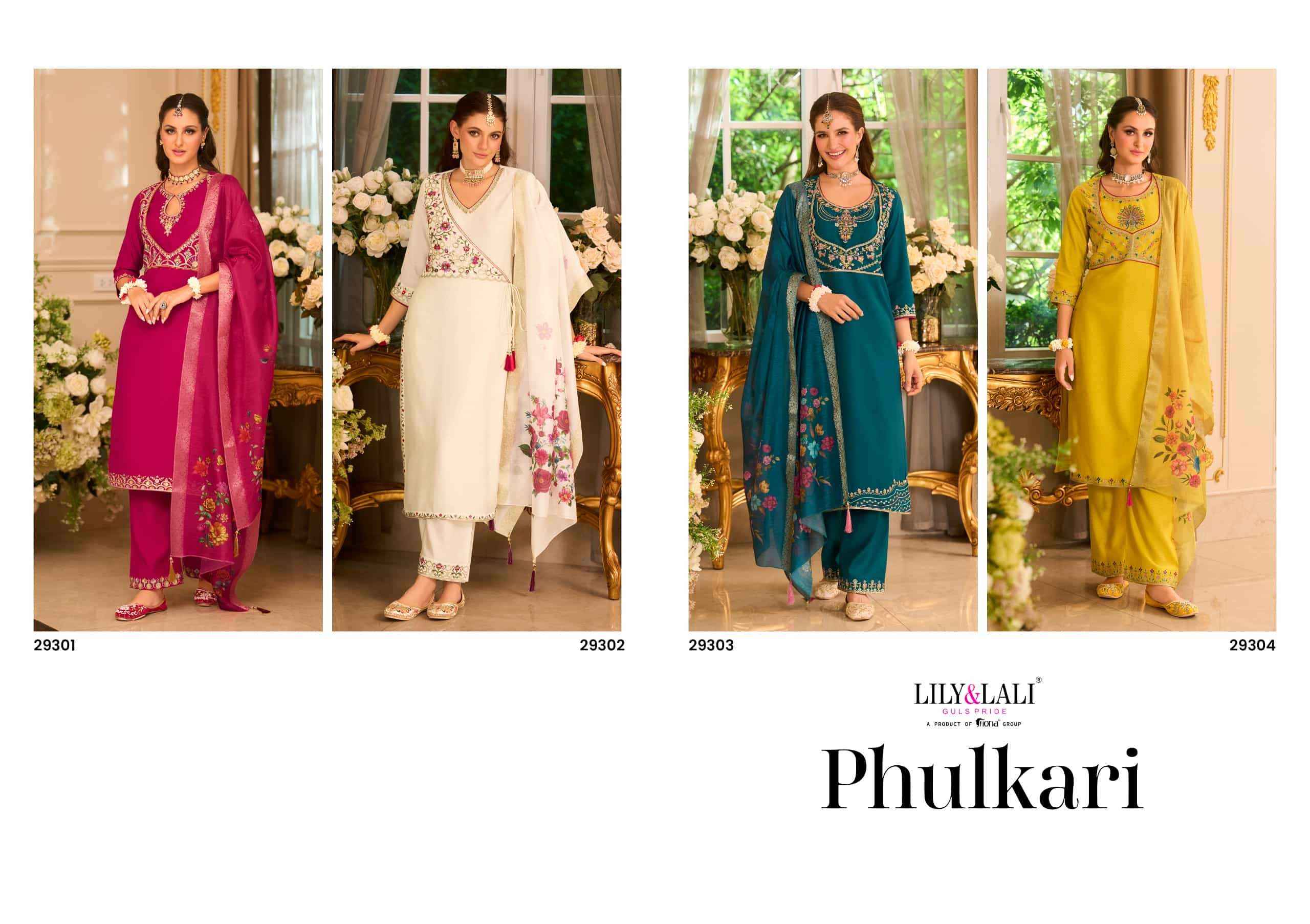 Lily And Lali Phulkari Designer Straight 3 Piece Dress Collection Wholesale Rate ( 4 Pcs Catalog )