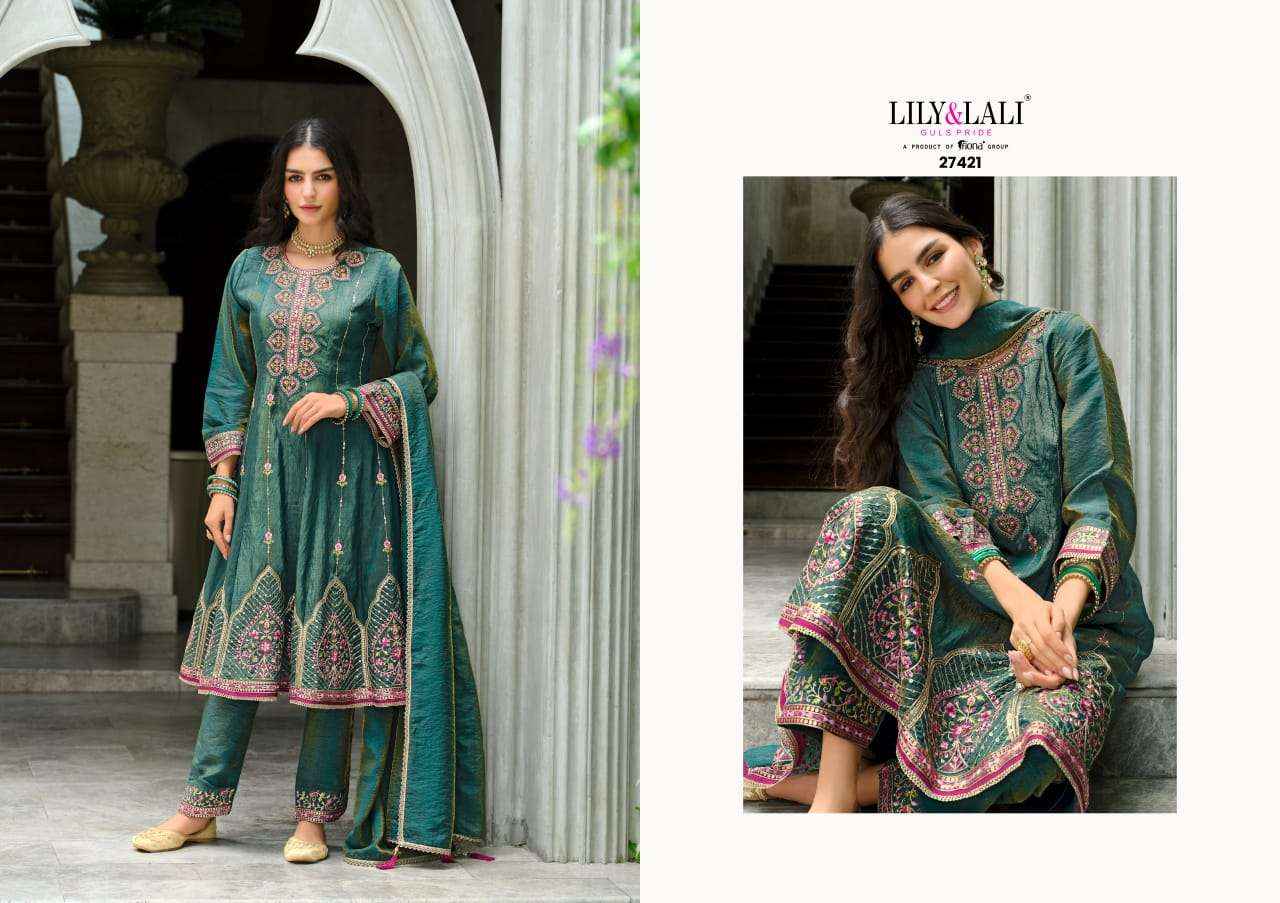 Lily And Lali Sajni Fancy Kali Pattern Readymade Designer Suit Wholesale Rate ( 4 Pcs Catalog )