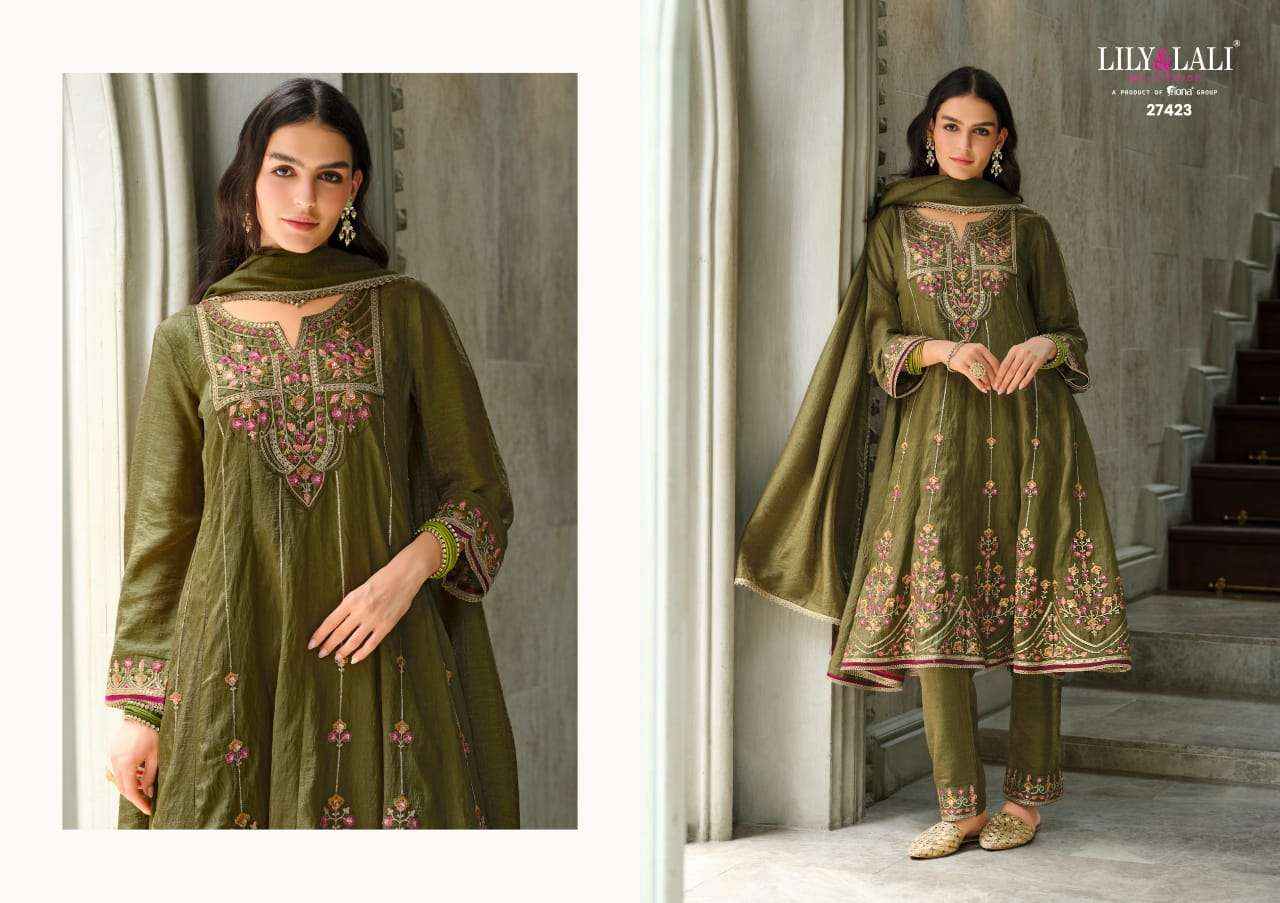 Lily And Lali Sajni Fancy Kali Pattern Readymade Designer Suit Wholesale Rate ( 4 Pcs Catalog )