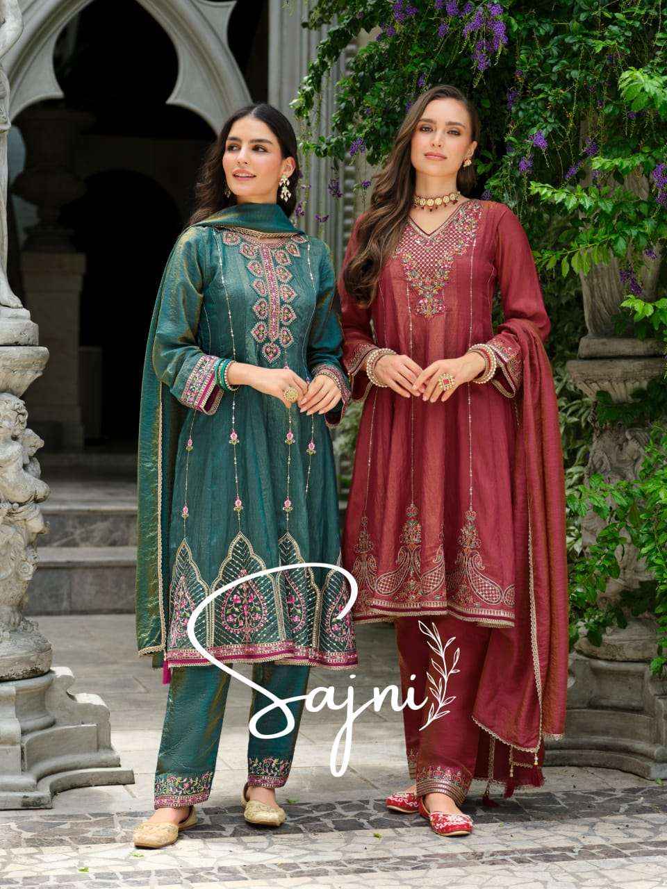 Lily And Lali Sajni Fancy Kali Pattern Readymade Designer Suit Wholesale Rate ( 4 Pcs Catalog )