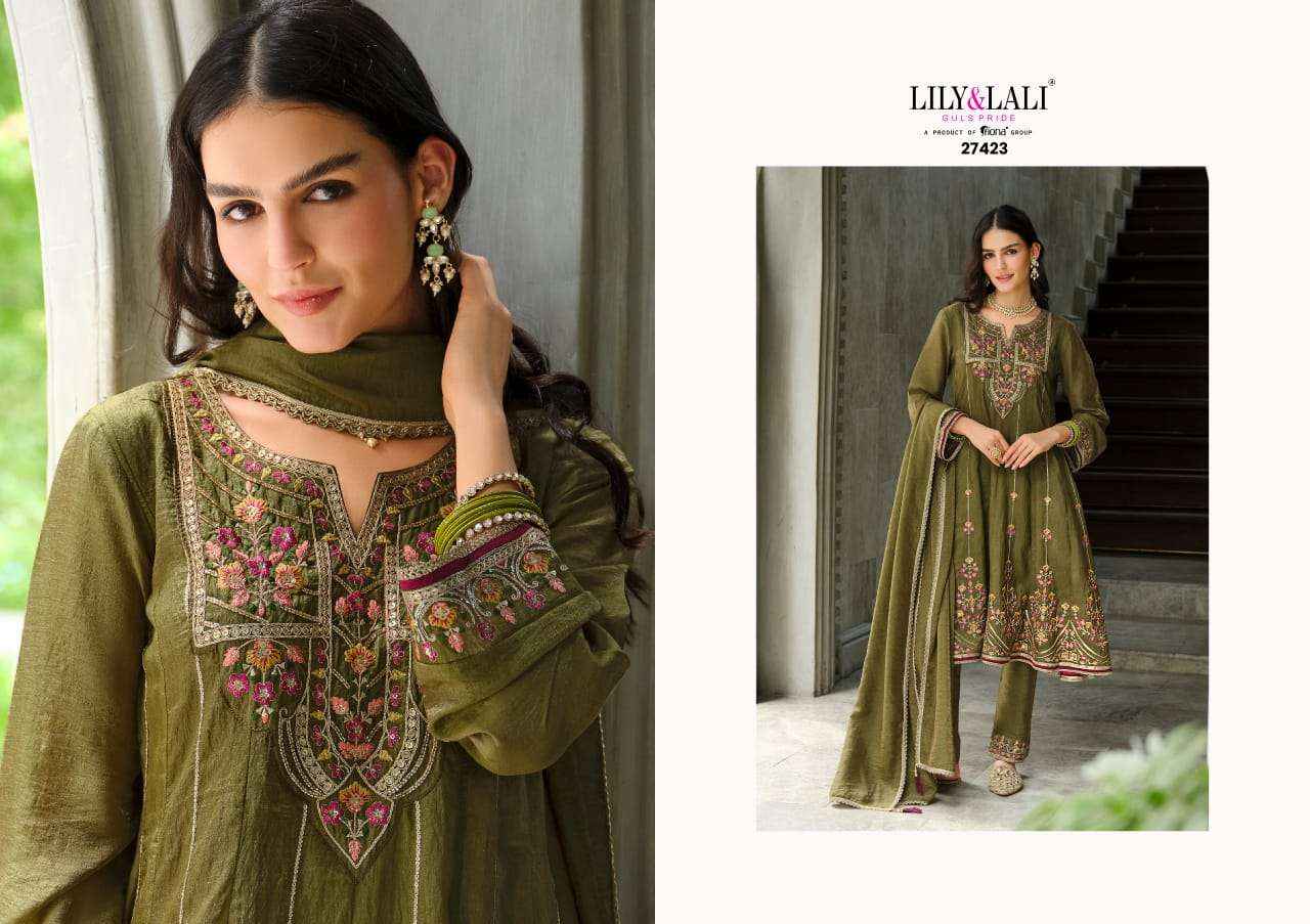 Lily And Lali Sajni Fancy Kali Pattern Readymade Designer Suit Wholesale Rate ( 4 Pcs Catalog )