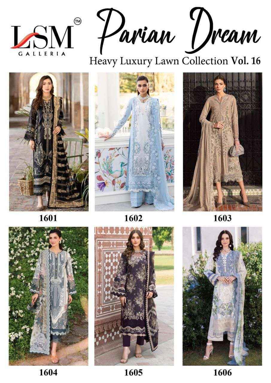 Lsm Galleria Parian Dream Vol 16 Printed Pure Heavy Lawn Suit Wholesale Rate ( 6 Pcs Catalog )