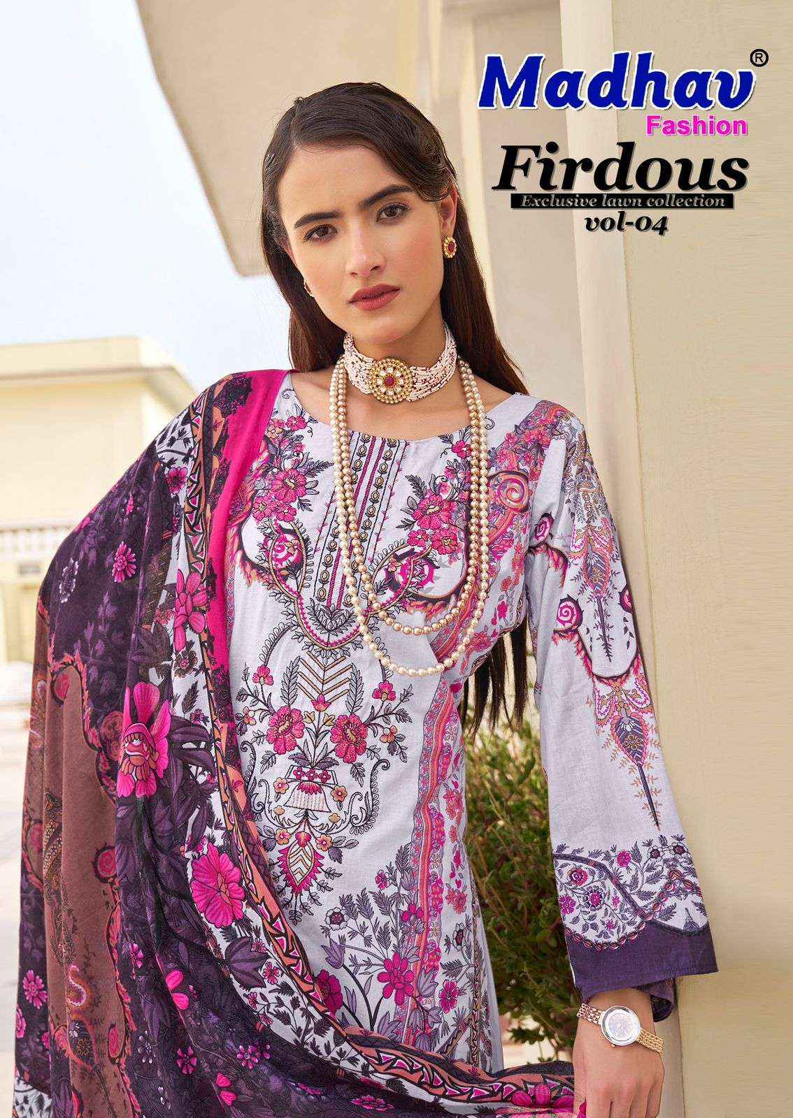 Madhav Firdous Vol 4 Printed Pure Lawn Cotton Salwar Kameez Wholesale Rate ( 6 Pcs Catalog )