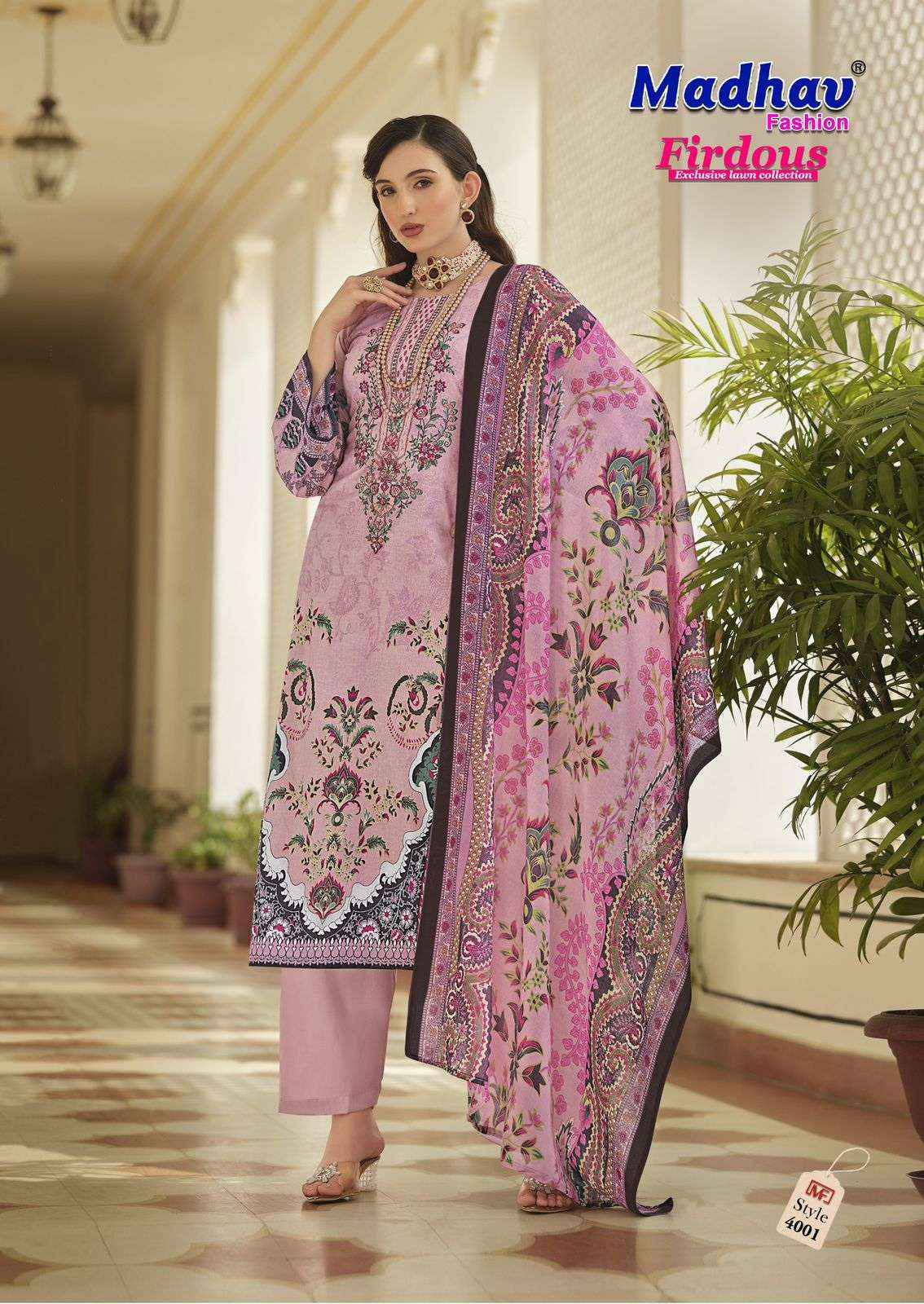 Madhav Firdous Vol 4 Printed Pure Lawn Cotton Salwar Kameez Wholesale Rate ( 6 Pcs Catalog )