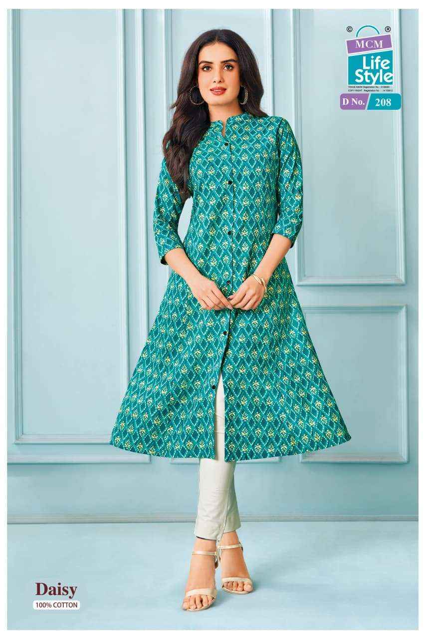 MCM LIFESTYLE DAISY VOL 2 FANCY A LINE CUT PATTERN LADIES KURTI WHOLESALE RATE ( 10 PCS CATALOG )