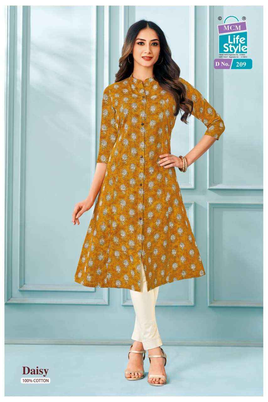 MCM LIFESTYLE DAISY VOL 2 FANCY A LINE CUT PATTERN LADIES KURTI WHOLESALE RATE ( 10 PCS CATALOG )
