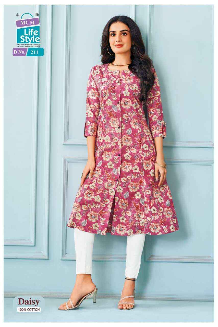 MCM LIFESTYLE DAISY VOL 2 FANCY A LINE CUT PATTERN LADIES KURTI WHOLESALE RATE ( 10 PCS CATALOG )