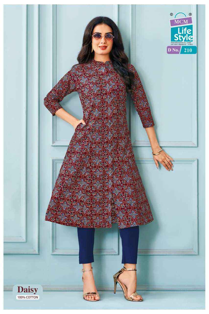 MCM LIFESTYLE DAISY VOL 2 FANCY A LINE CUT PATTERN LADIES KURTI WHOLESALE RATE ( 10 PCS CATALOG )