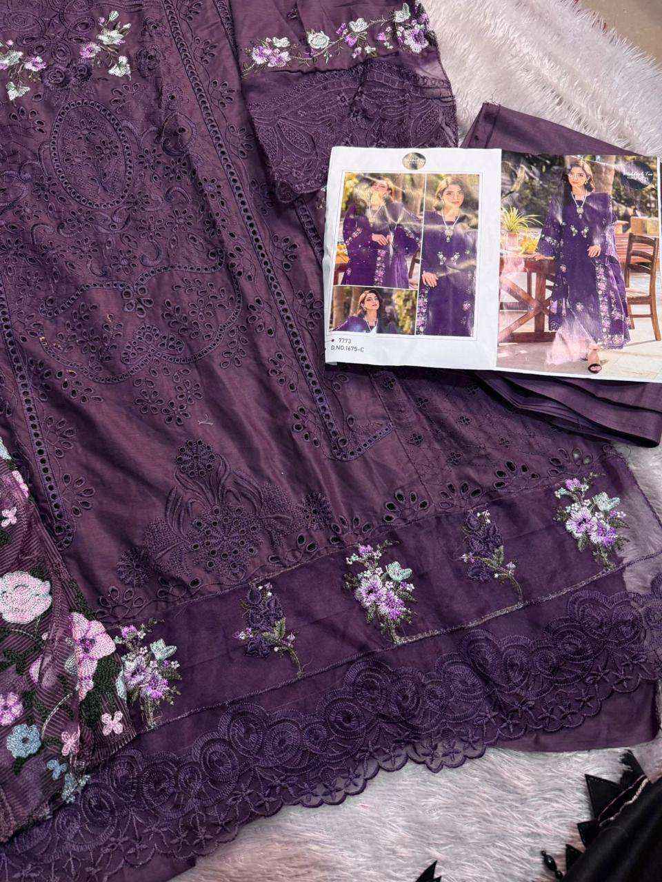 MEHBOOB TEX DESIGN NO - 1675 PURE COTTON PRINT HEAVY SELF EMBROIDERED PAKISTANI SALWAR KAMEEZ WHOLESALE PRICE ( 3 PCS CATALOG )