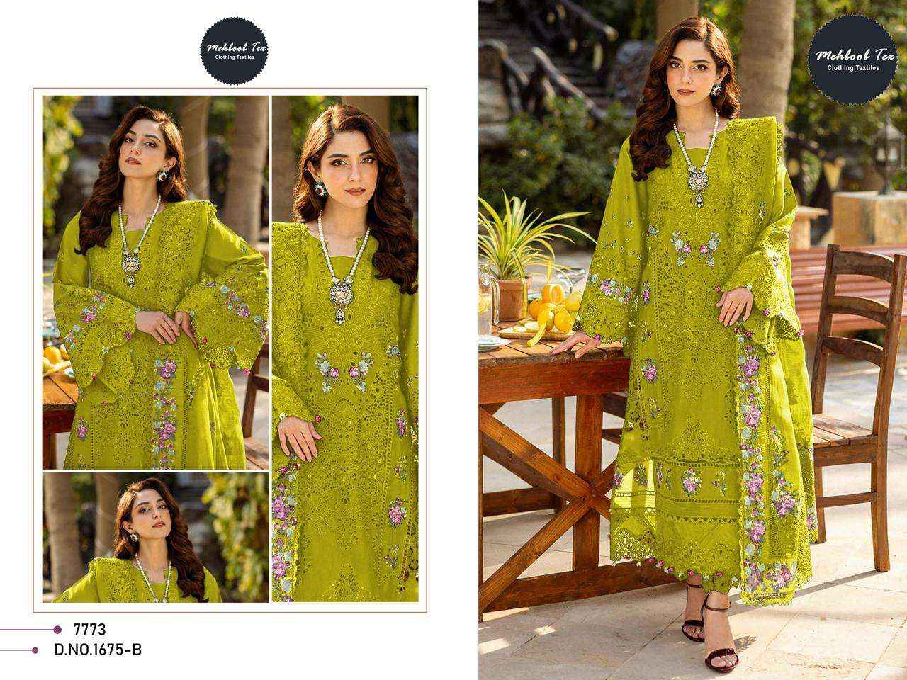 MEHBOOB TEX DESIGN NO - 1675 PURE COTTON PRINT HEAVY SELF EMBROIDERED PAKISTANI SALWAR KAMEEZ WHOLESALE PRICE ( 3 PCS CATALOG )