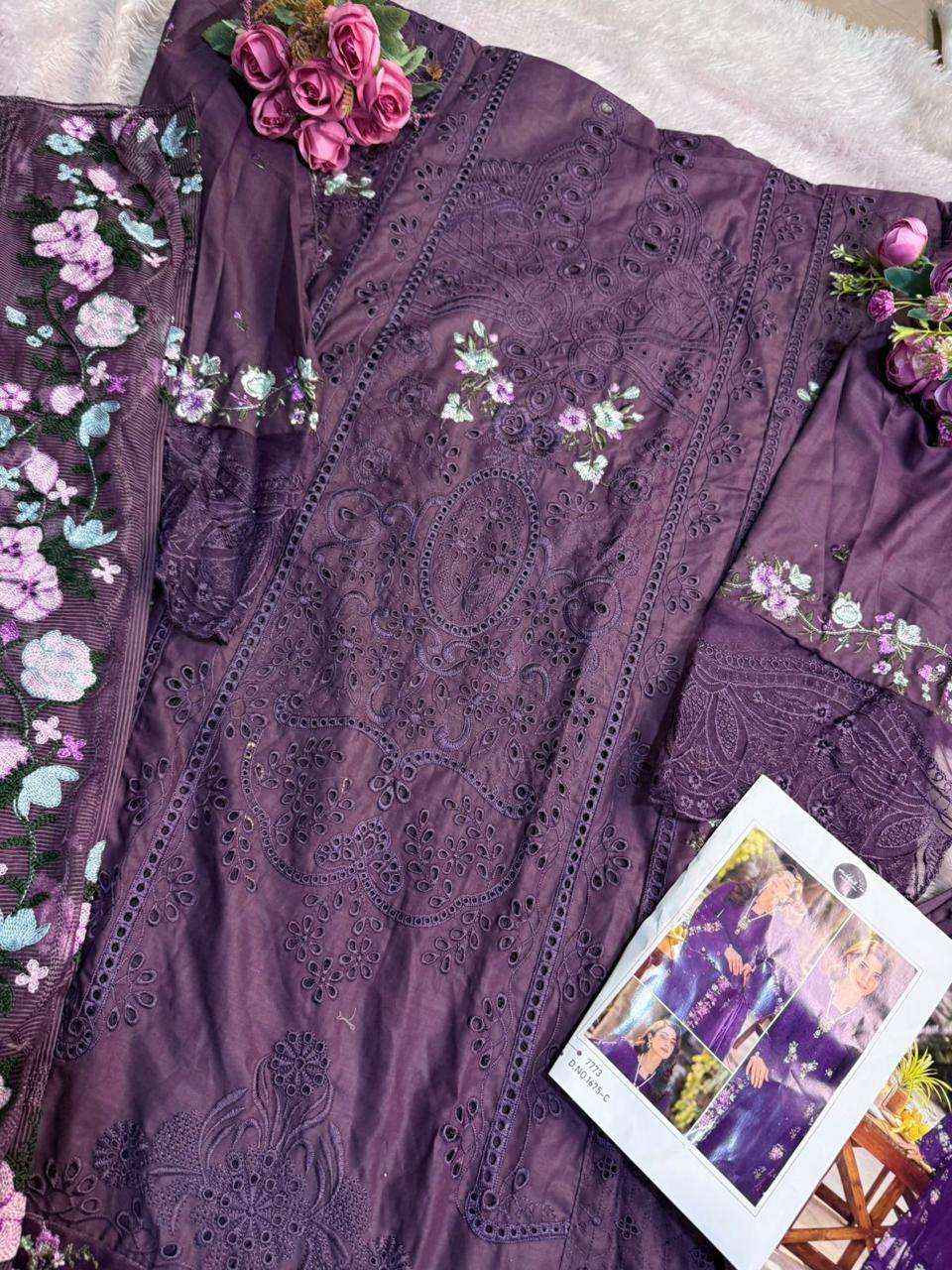 MEHBOOB TEX DESIGN NO - 1675 PURE COTTON PRINT HEAVY SELF EMBROIDERED PAKISTANI SALWAR KAMEEZ WHOLESALE PRICE ( 3 PCS CATALOG )