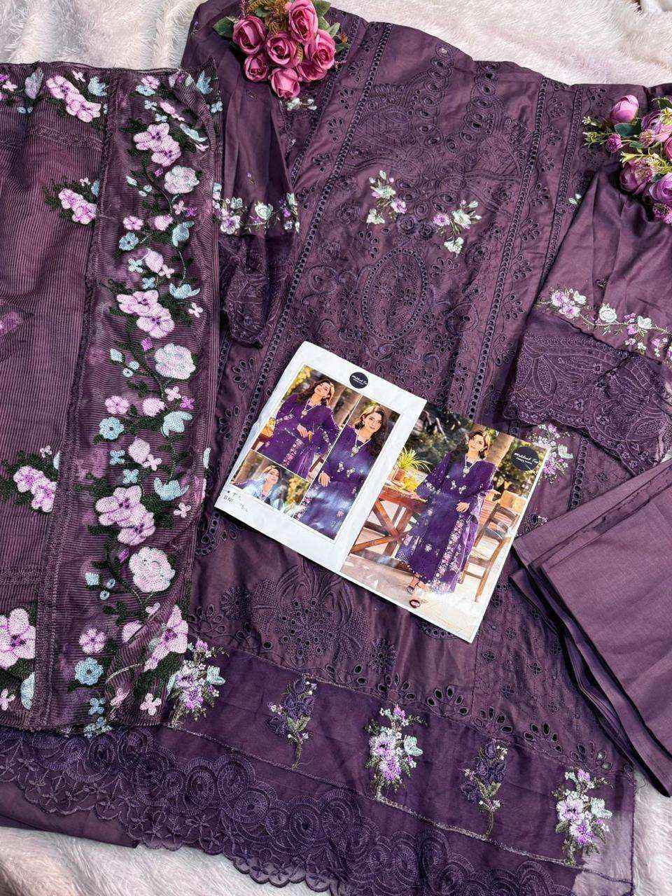 MEHBOOB TEX DESIGN NO - 1675 PURE COTTON PRINT HEAVY SELF EMBROIDERED PAKISTANI SALWAR KAMEEZ WHOLESALE PRICE ( 3 PCS CATALOG )