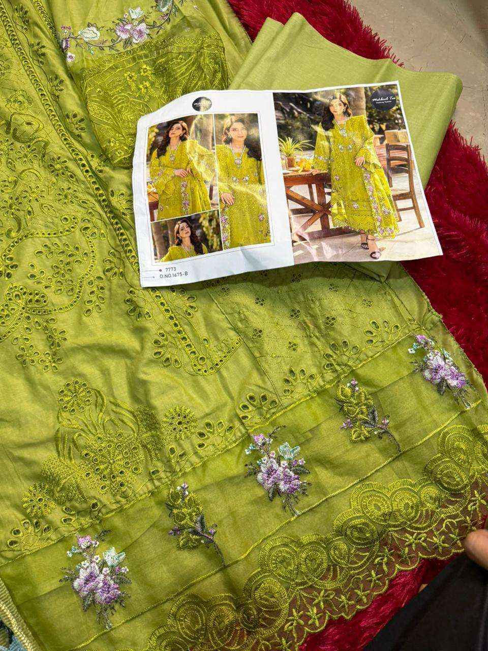 MEHBOOB TEX DESIGN NO - 1675 PURE COTTON PRINT HEAVY SELF EMBROIDERED PAKISTANI SALWAR KAMEEZ WHOLESALE PRICE ( 3 PCS CATALOG )