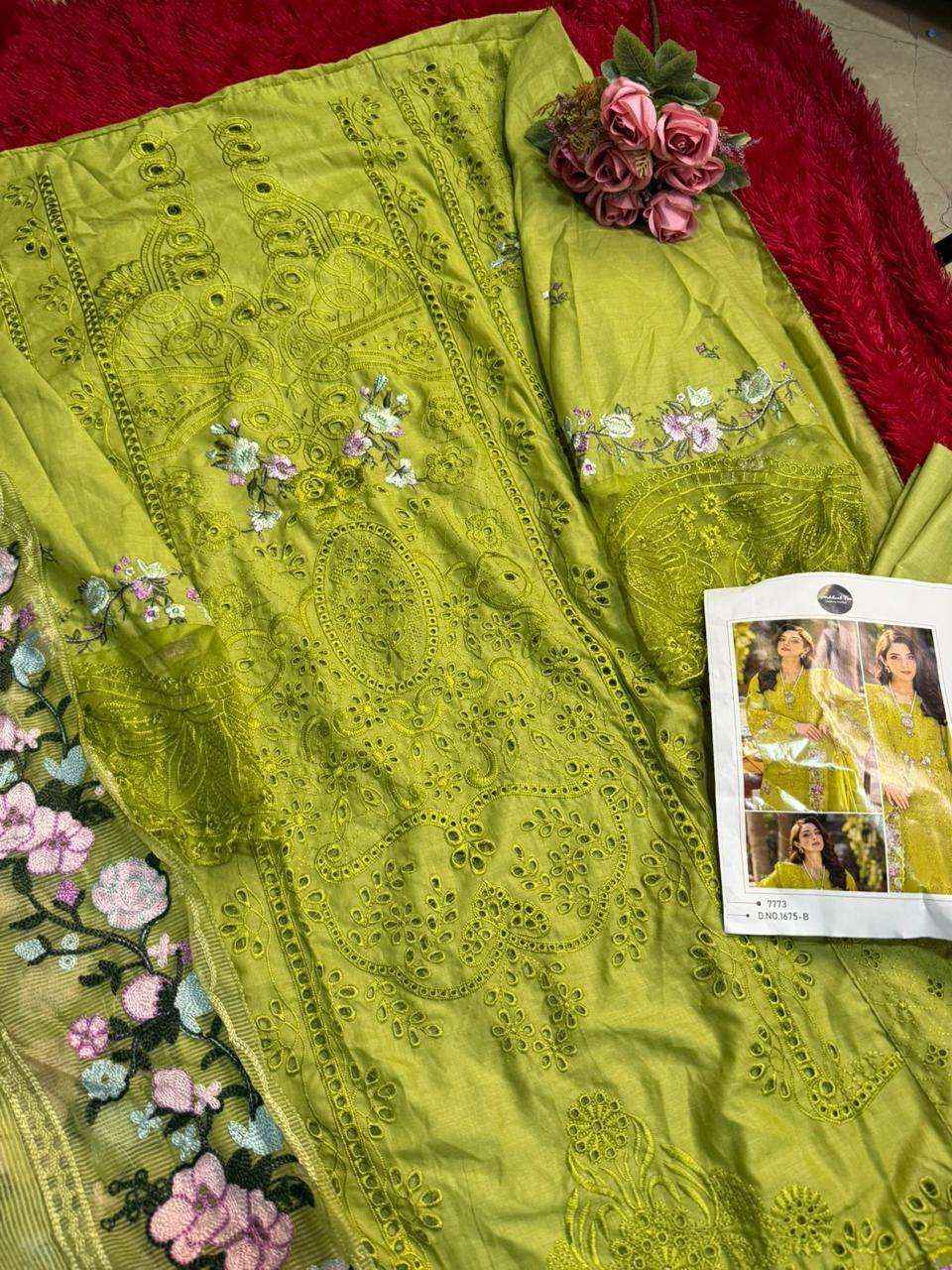 MEHBOOB TEX DESIGN NO - 1675 PURE COTTON PRINT HEAVY SELF EMBROIDERED PAKISTANI SALWAR KAMEEZ WHOLESALE PRICE ( 3 PCS CATALOG )