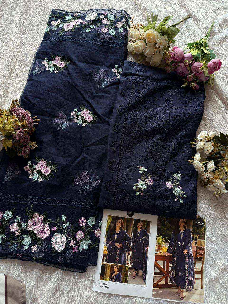 MEHBOOB TEX DESIGN NO - 1675 PURE COTTON PRINT HEAVY SELF EMBROIDERED PAKISTANI SALWAR KAMEEZ WHOLESALE PRICE ( 3 PCS CATALOG )