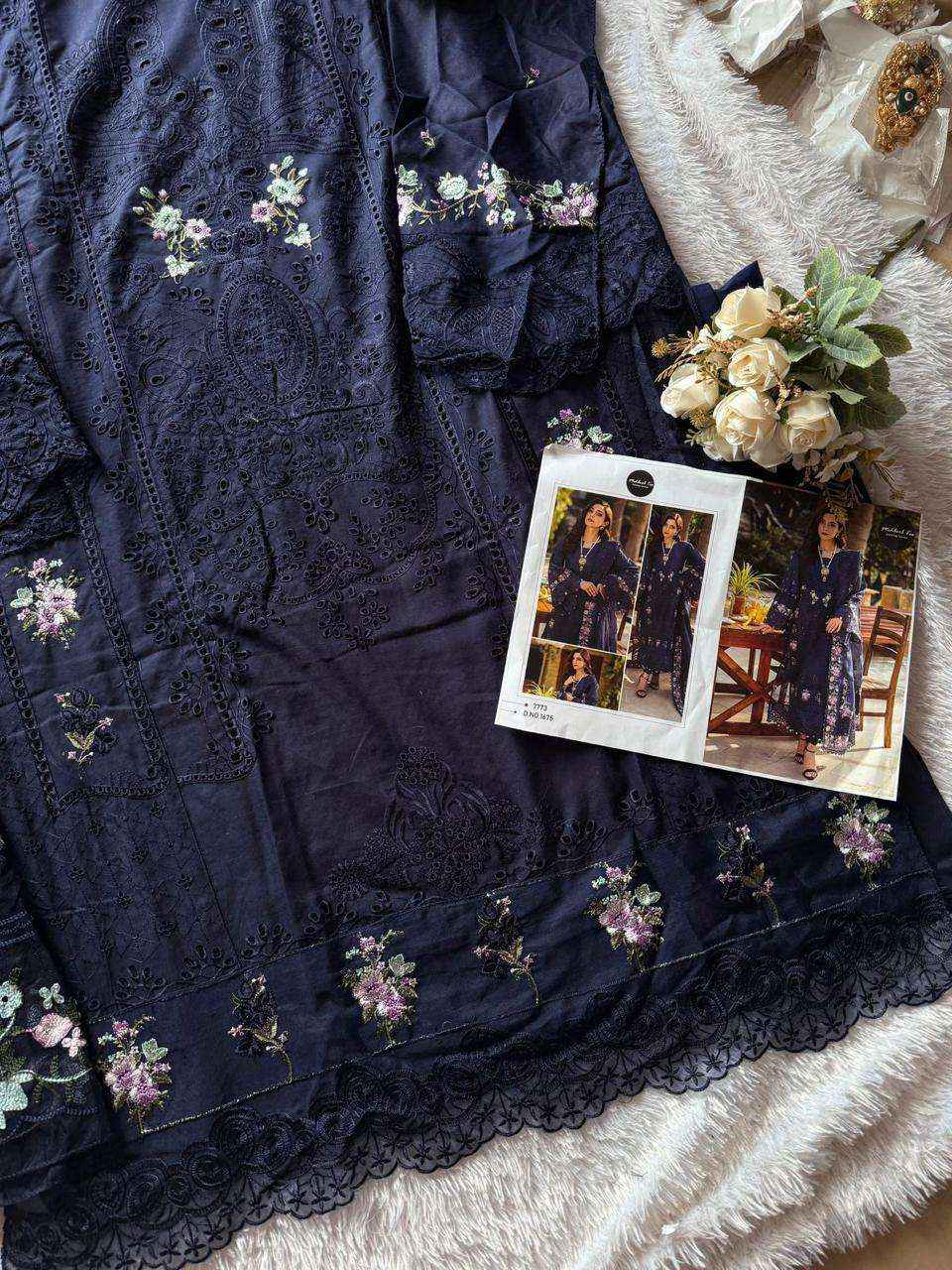 MEHBOOB TEX DESIGN NO - 1675 PURE COTTON PRINT HEAVY SELF EMBROIDERED PAKISTANI SALWAR KAMEEZ WHOLESALE PRICE ( 3 PCS CATALOG )