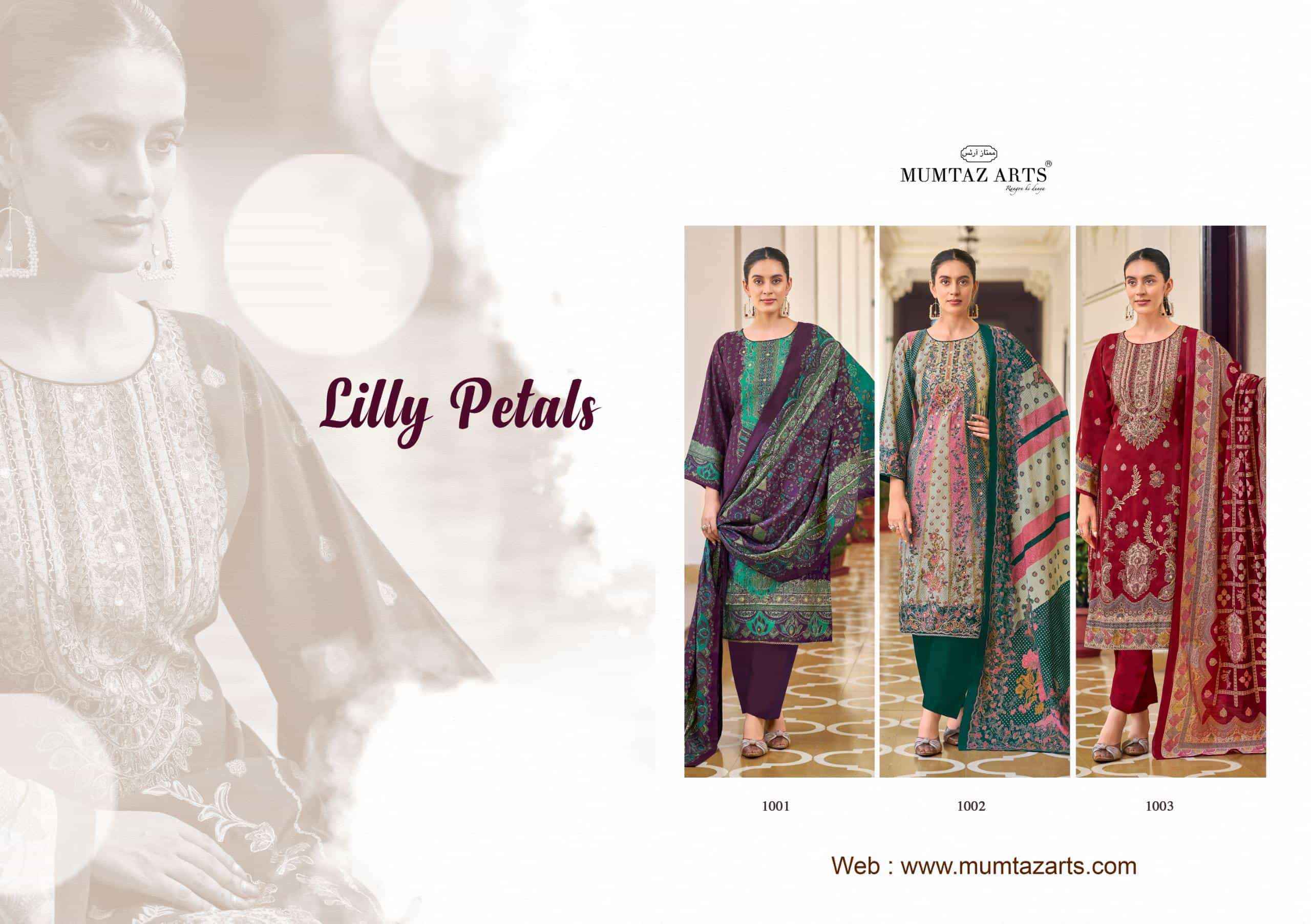 Mumtaz Arts Lilly Petals Fancy Pure Modal Silk Suit Wholesale Rate ( 3 Pcs Catalog )