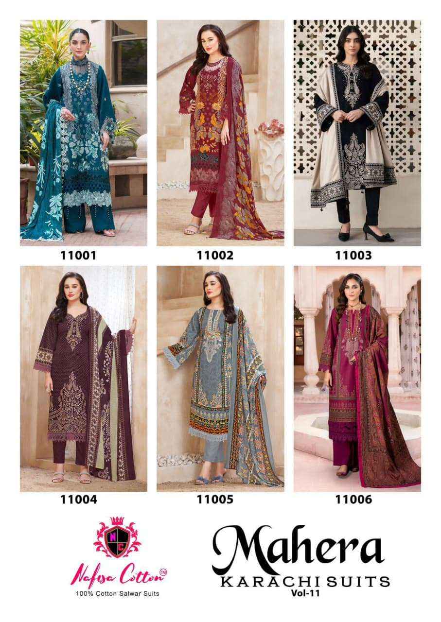 Nafisa Cotton Mahera Vol 11 Designer Printed Cotton Salwar Kameez Wholesale Rate ( 6 Pcs Catalog )