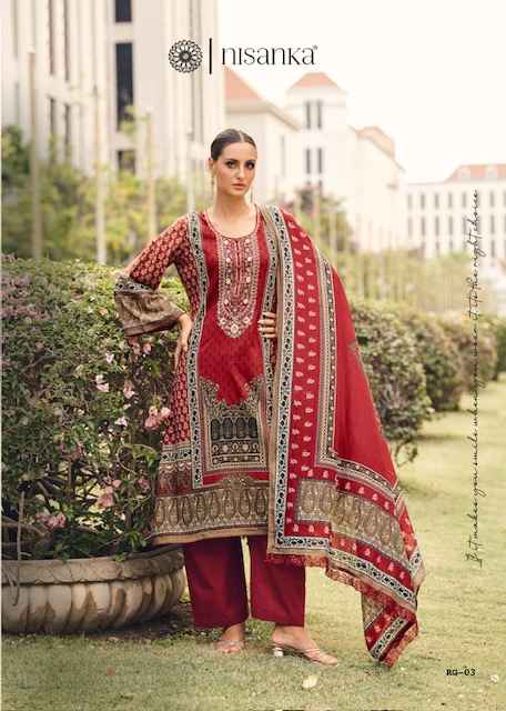 NISANKA RANGREZ PURE LAWN EMBROIDERY SUITS WHOLESALE PRICE ( 4 PCS CATALOGUE )