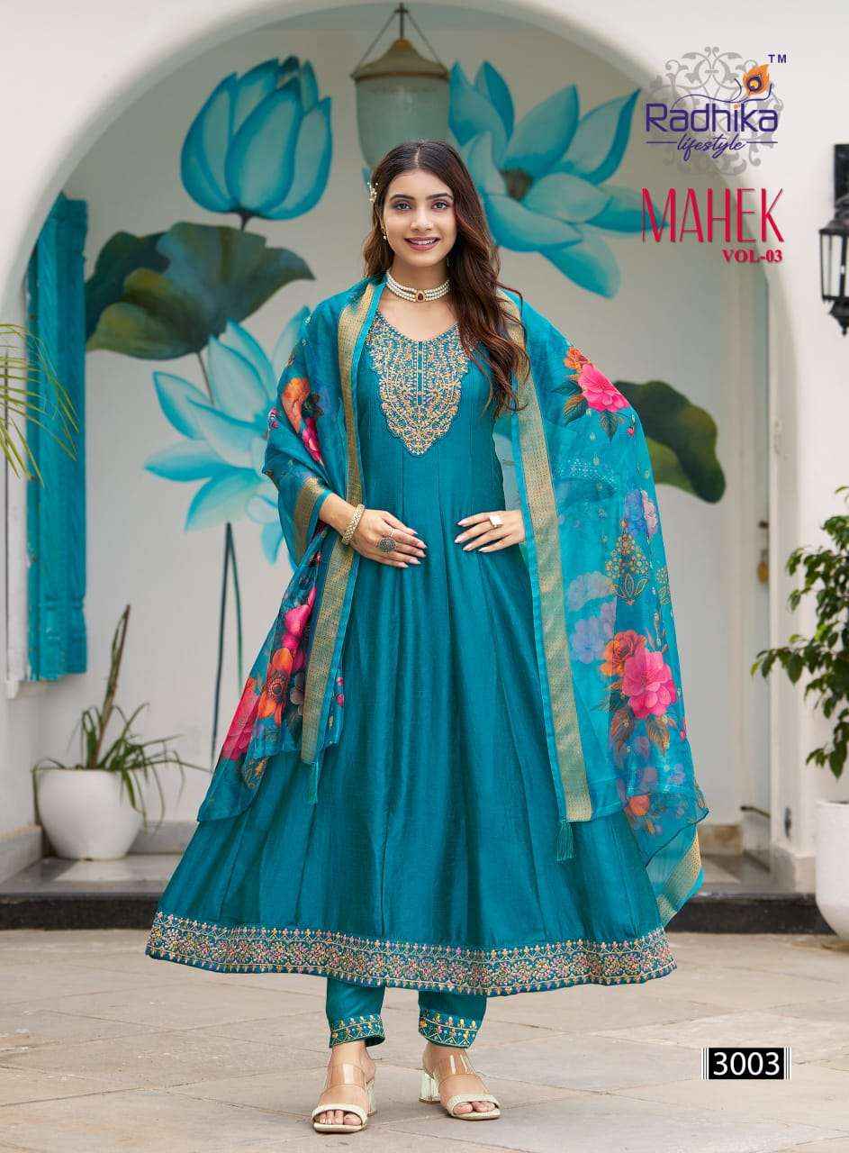 Radhika Lifestyle Mahek Vol 3 Anarkali Style 3 Piece Suit Wholesale Rate ( 6 Pcs Catalog )