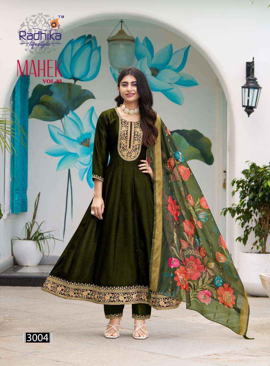 Radhika Lifestyle Mahek Vol 3 Anarkali Style 3 Piece Suit Wholesale Rate ( 6 Pcs Catalog )