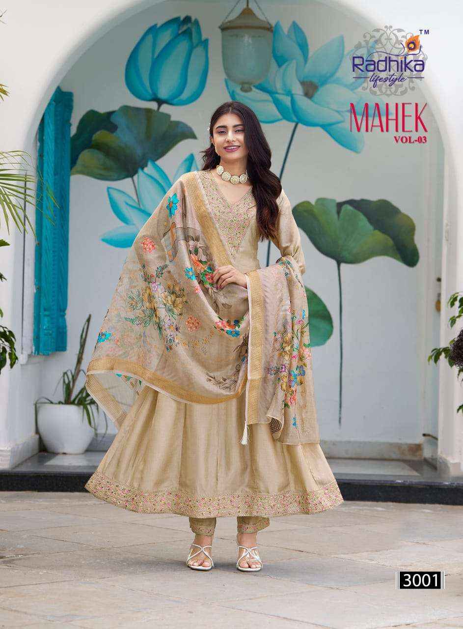 Radhika Lifestyle Mahek Vol 3 Anarkali Style 3 Piece Suit Wholesale Rate ( 6 Pcs Catalog )