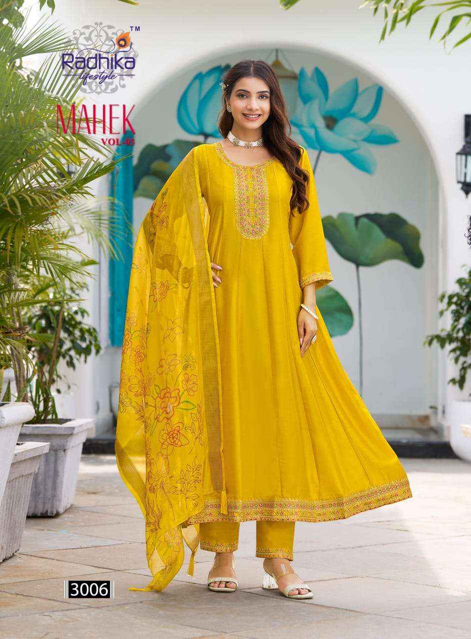 Radhika Lifestyle Mahek Vol 3 Anarkali Style 3 Piece Suit Wholesale Rate ( 6 Pcs Catalog )