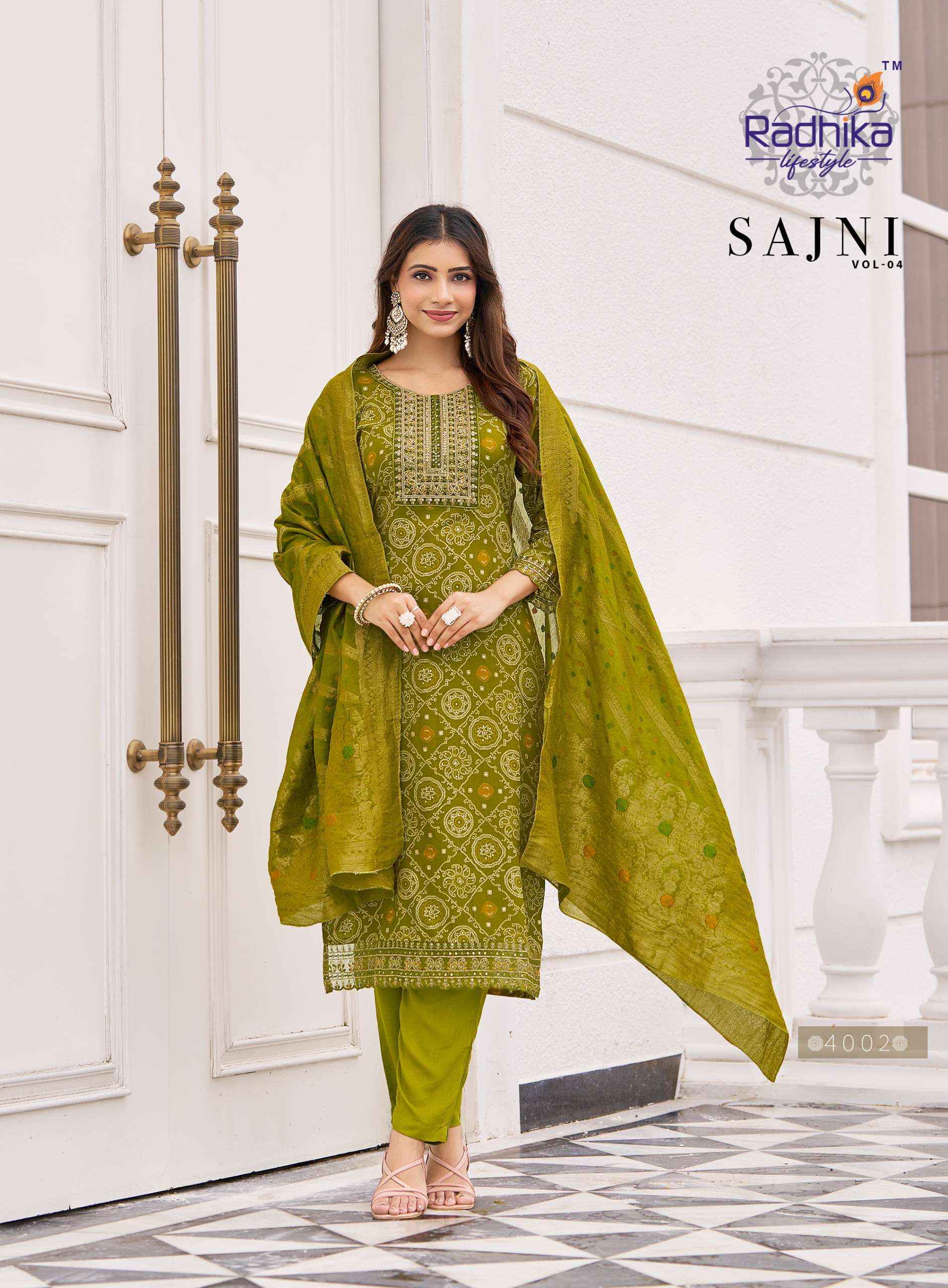 Radhika Lifestyle Sajni Vol 4 Exclusive Readymade 3 Piece Suit Catalog Wholesale