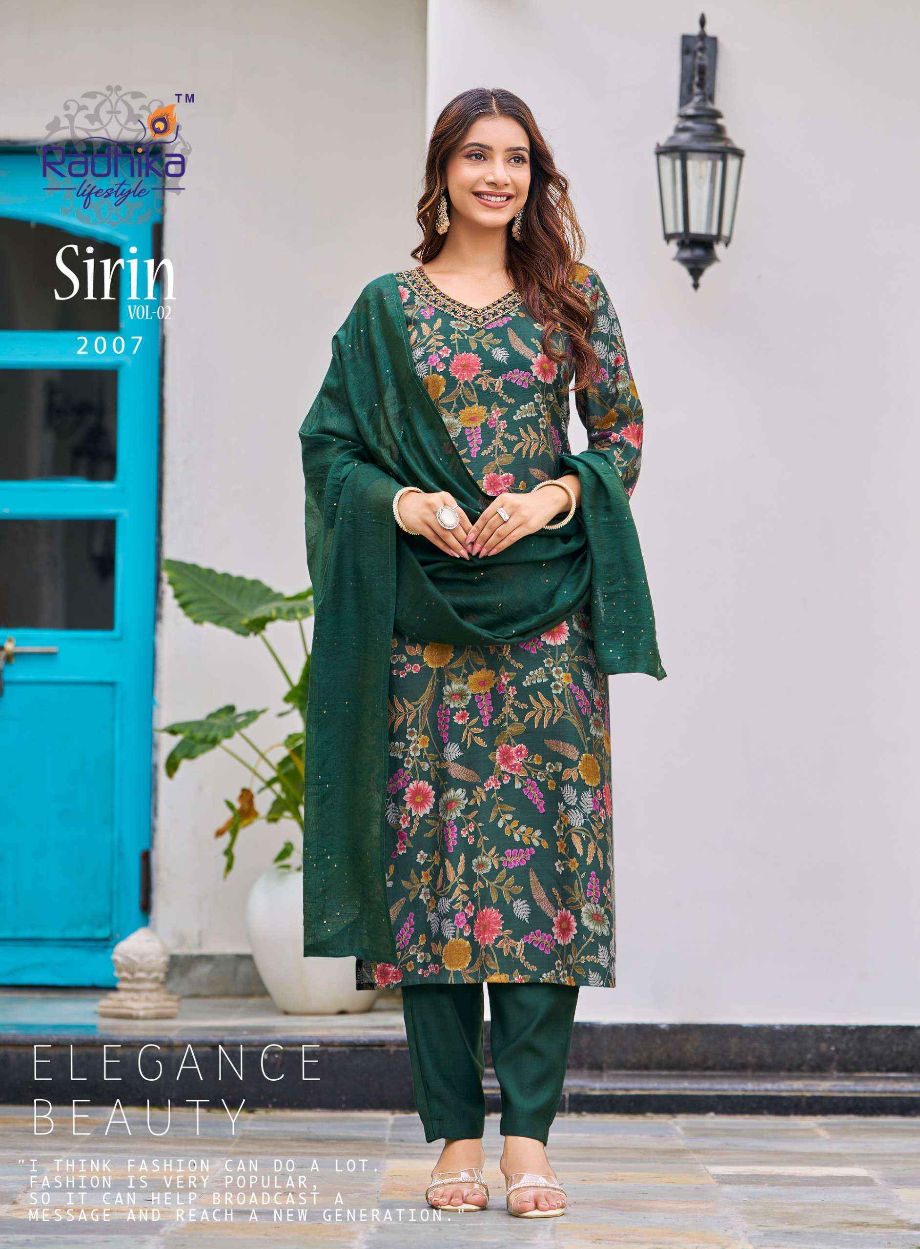 Radhika Lifestyle Sirin Vol 2 Vertican Silk Kurti Combo Set Wholesale Rate ( 8 Pcs Catalog )