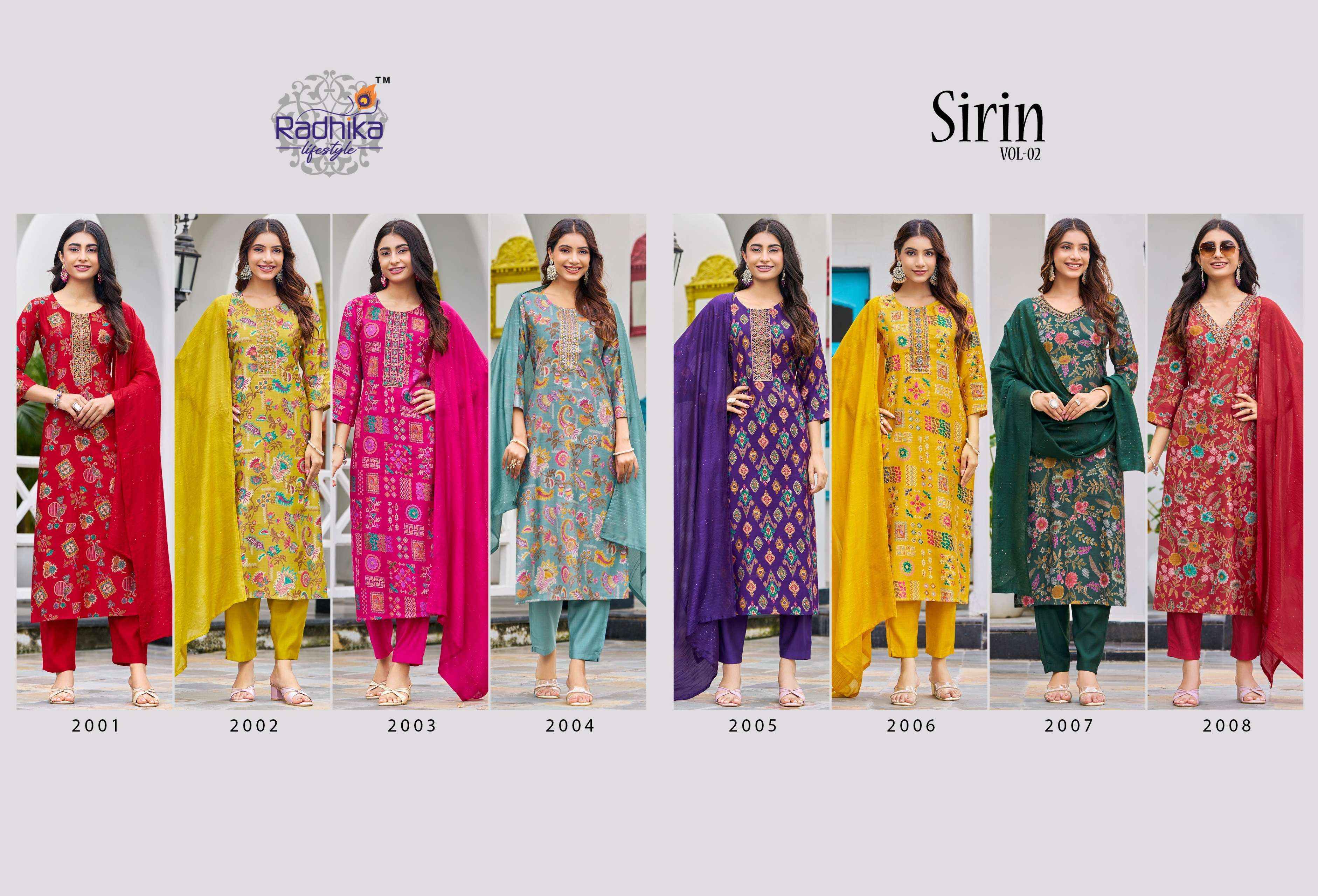 Radhika Lifestyle Sirin Vol 2 Vertican Silk Kurti Combo Set Wholesale Rate ( 8 Pcs Catalog )