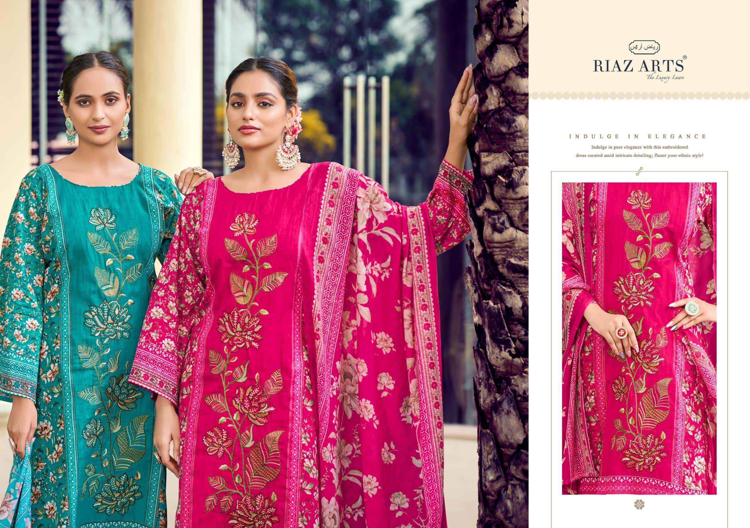Riaz Arts Bin Saeed Pure Cotton Fancy Salwar Kameez Wholesale Rate ( 6 Pcs Catalog )