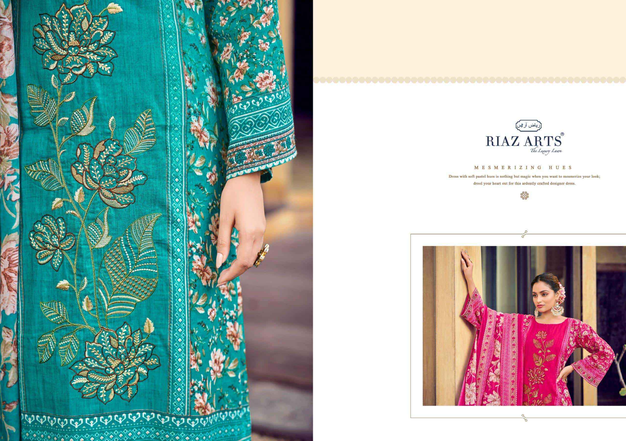 Riaz Arts Bin Saeed Pure Cotton Fancy Salwar Kameez Wholesale Rate ( 6 Pcs Catalog )