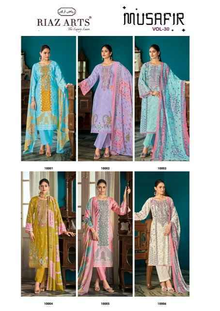 Riaz Arts Musafir Vol 30 Cotton Salwar Kameez Wholesale Rate ( 6 Pcs Catalog )