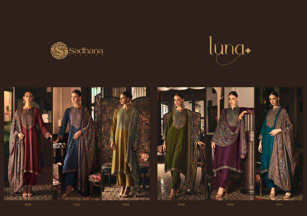 Sadhana Luna Winter Wear Collection Fancy Ladies Suit Wholesale Rate ( 6 Pcs Catalog )