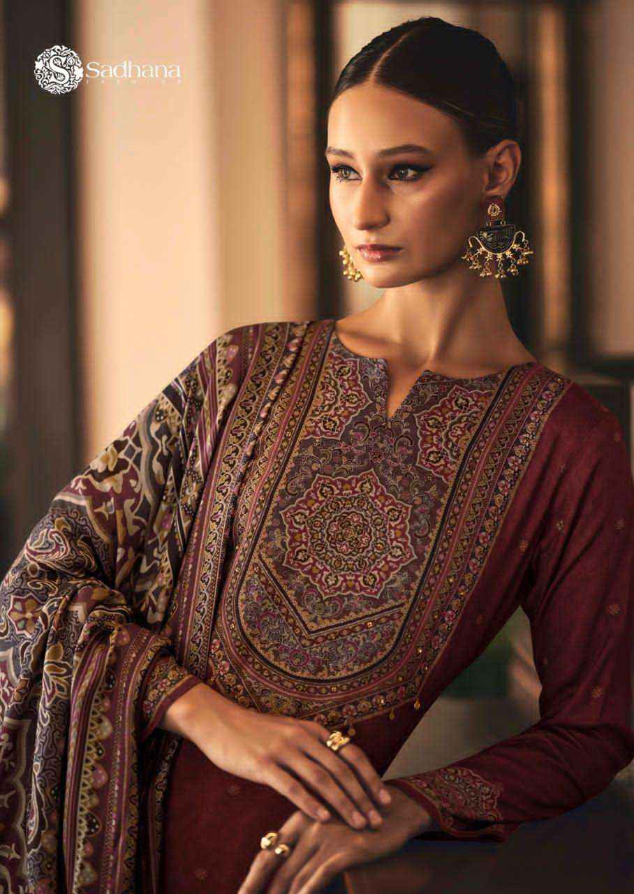 Sadhana Luna Winter Wear Collection Fancy Ladies Suit Wholesale Rate ( 6 Pcs Catalog )