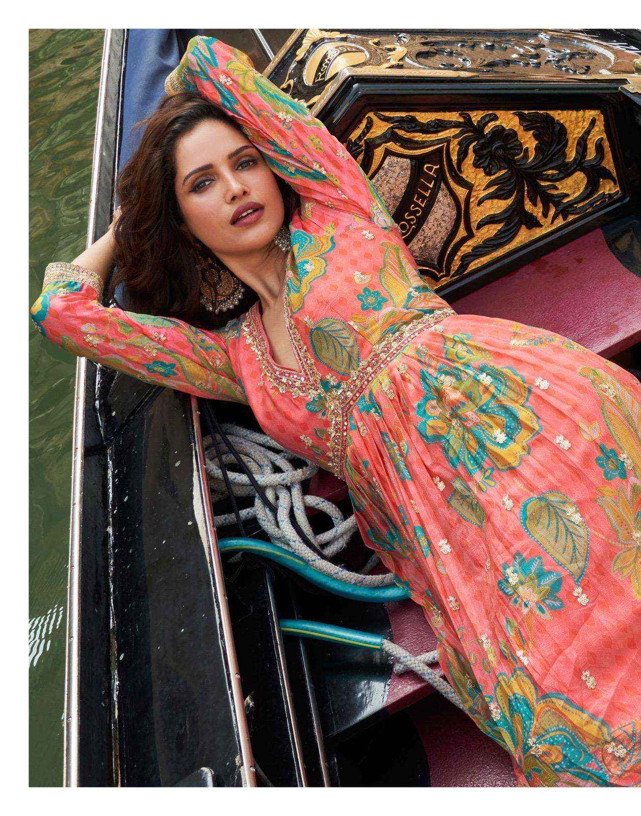 Sayuri Geet 10074 10076 Partywear Gown Dupatta Set Latest Collection Wholesale Rate ( 3 Pcs Catalog )